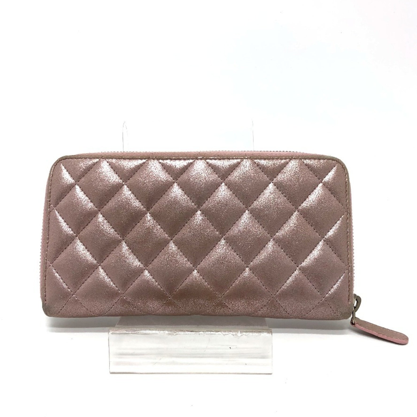 CHANEL Coco Mark Chain Me Matelasse Round Zip Long Wallet Leather