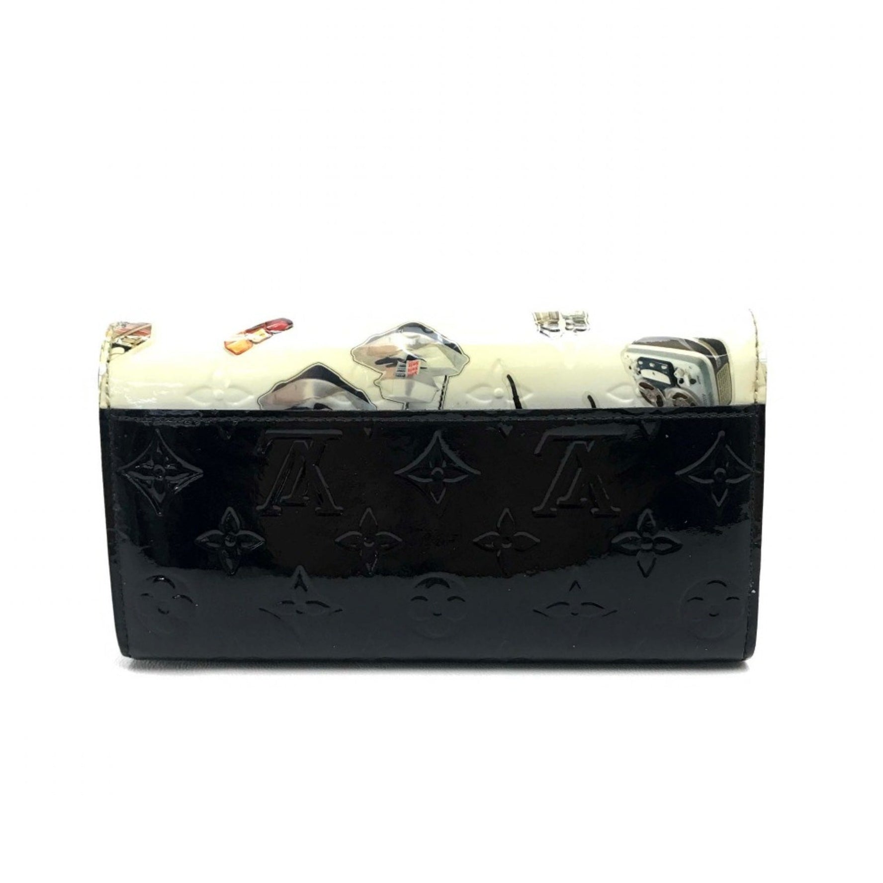 Louis Vuitton Monogram-Vernis Two fold Long Wallet Black