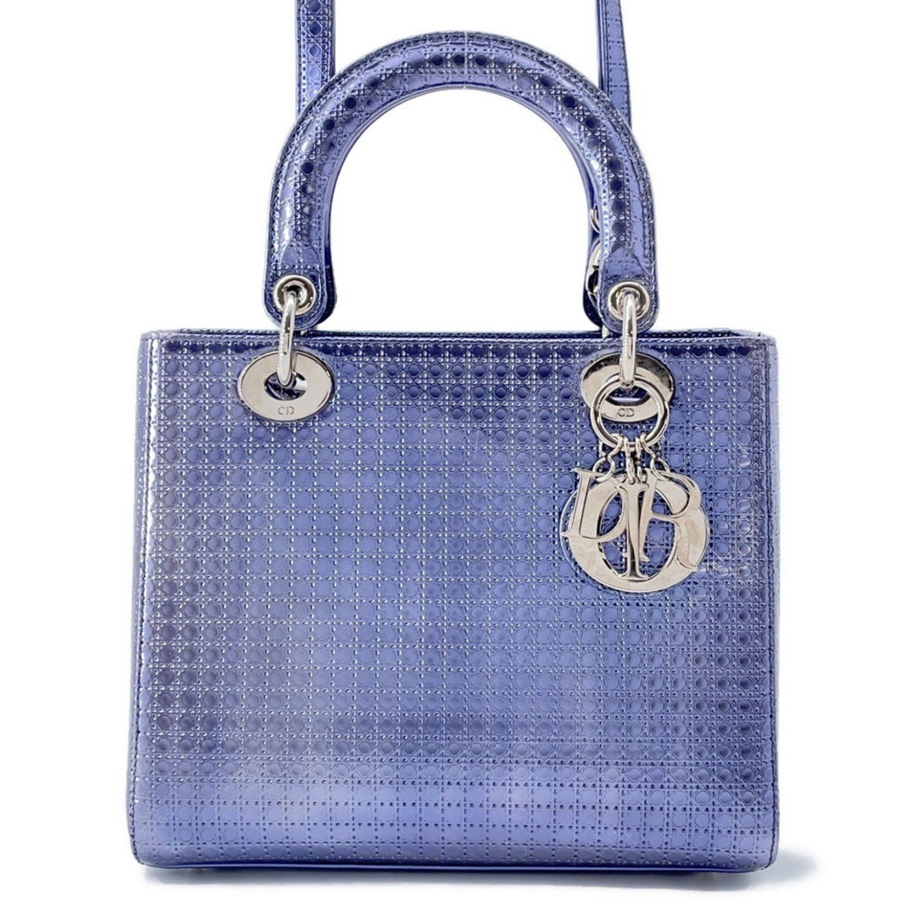 Christian Dior Lady Micro Cannage Medium Metallic Handbag with Shoulder Bag