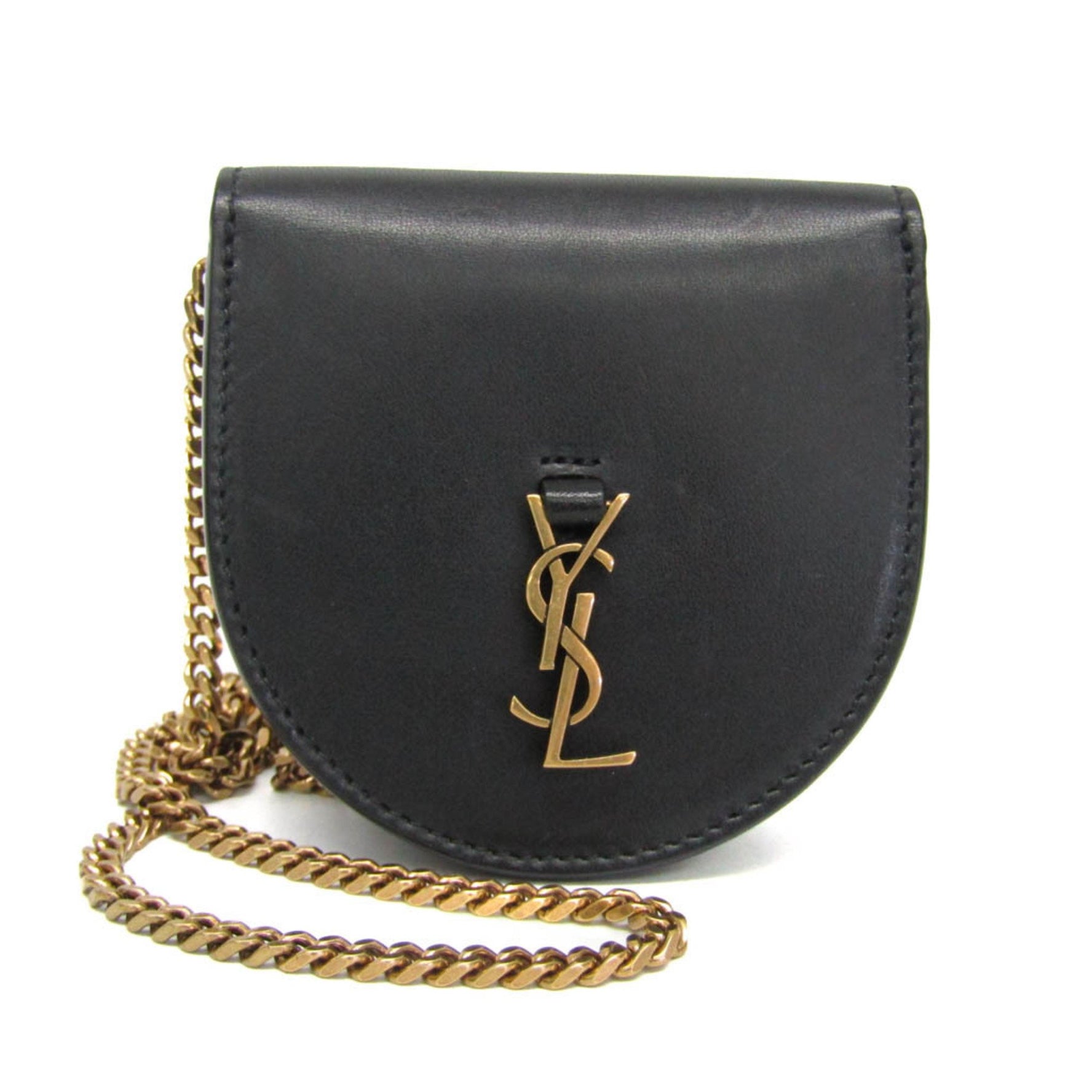 Saint Laurent Cassandra Logo Chain Shoulder Coin Purse Leather Coin Purse/coin Case