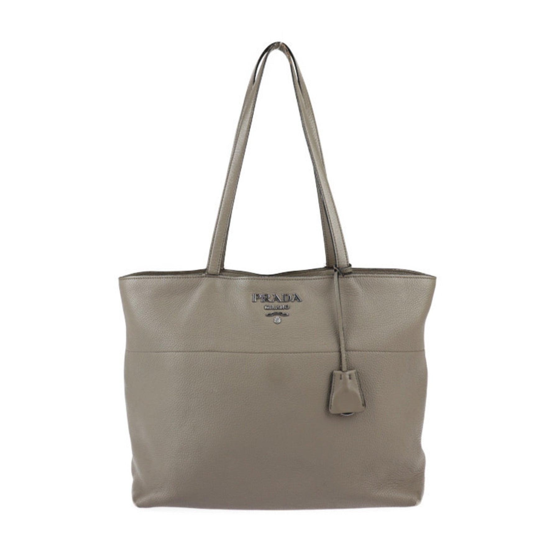 PRADA tote bag ARGILLA silver metal fittings Vitello Phoenix shoulder semi-shoulder