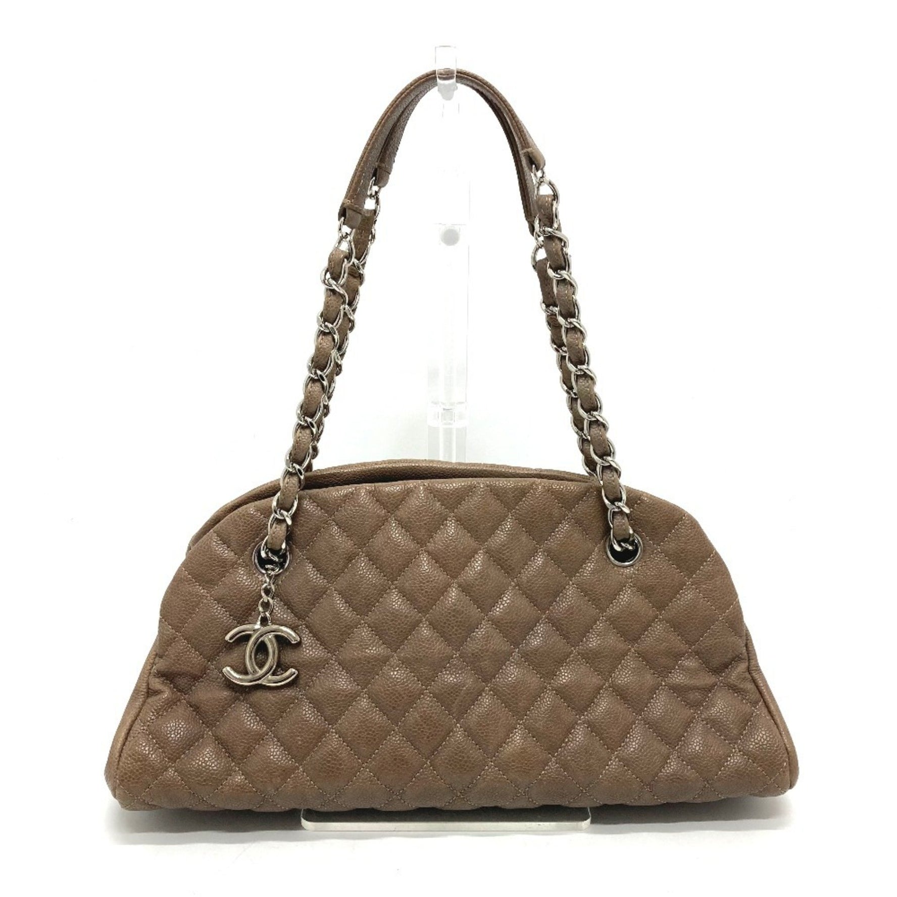 CHANEL CC Coco Mark Mademoiselle Bowling Chain Shoulder Bag in Caviar Leather