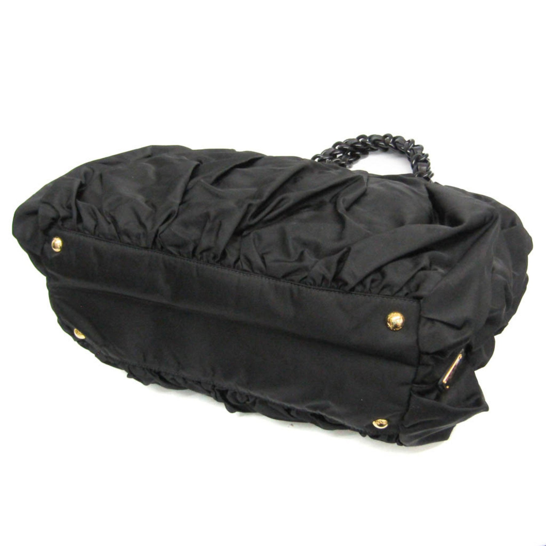 Prada Ruffled Chain Shoulder Bag Nylon,Plastic Shoulder Bag,Tote Bag