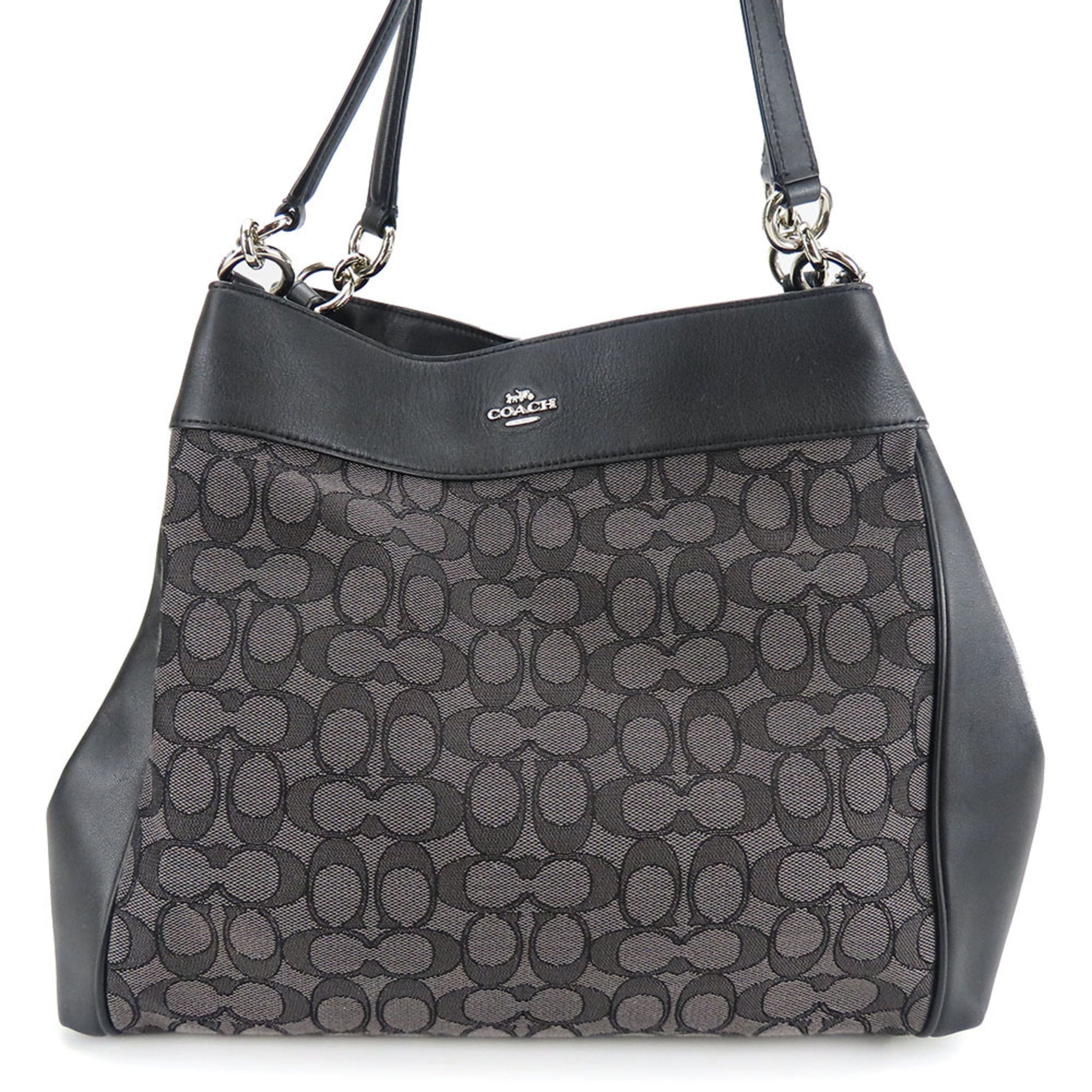 Coach Tote Bag Signature Canvas Leather Smoke