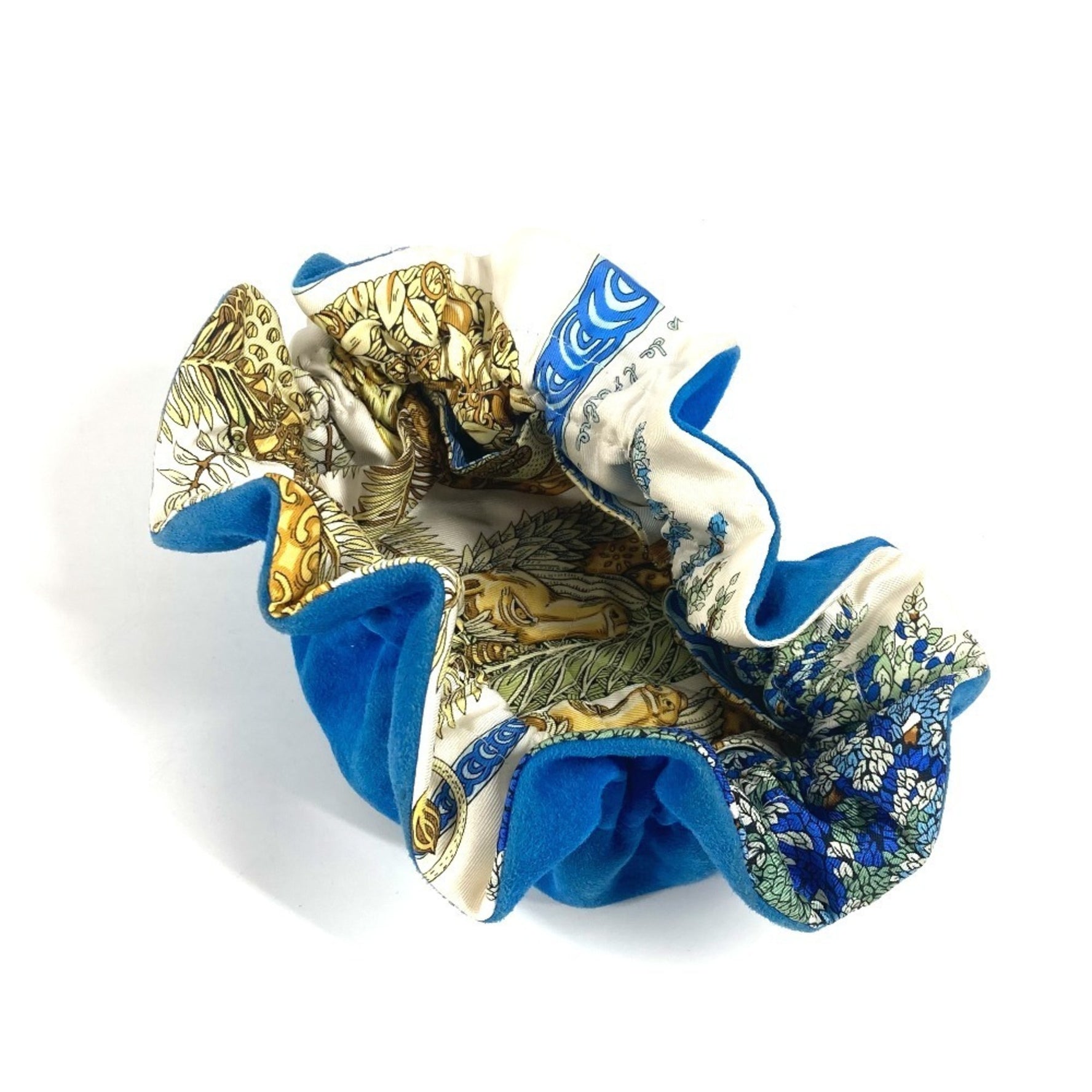 HERMES Bourse Abijou Drawstring Pouch Multi-Pouch Suede Silk