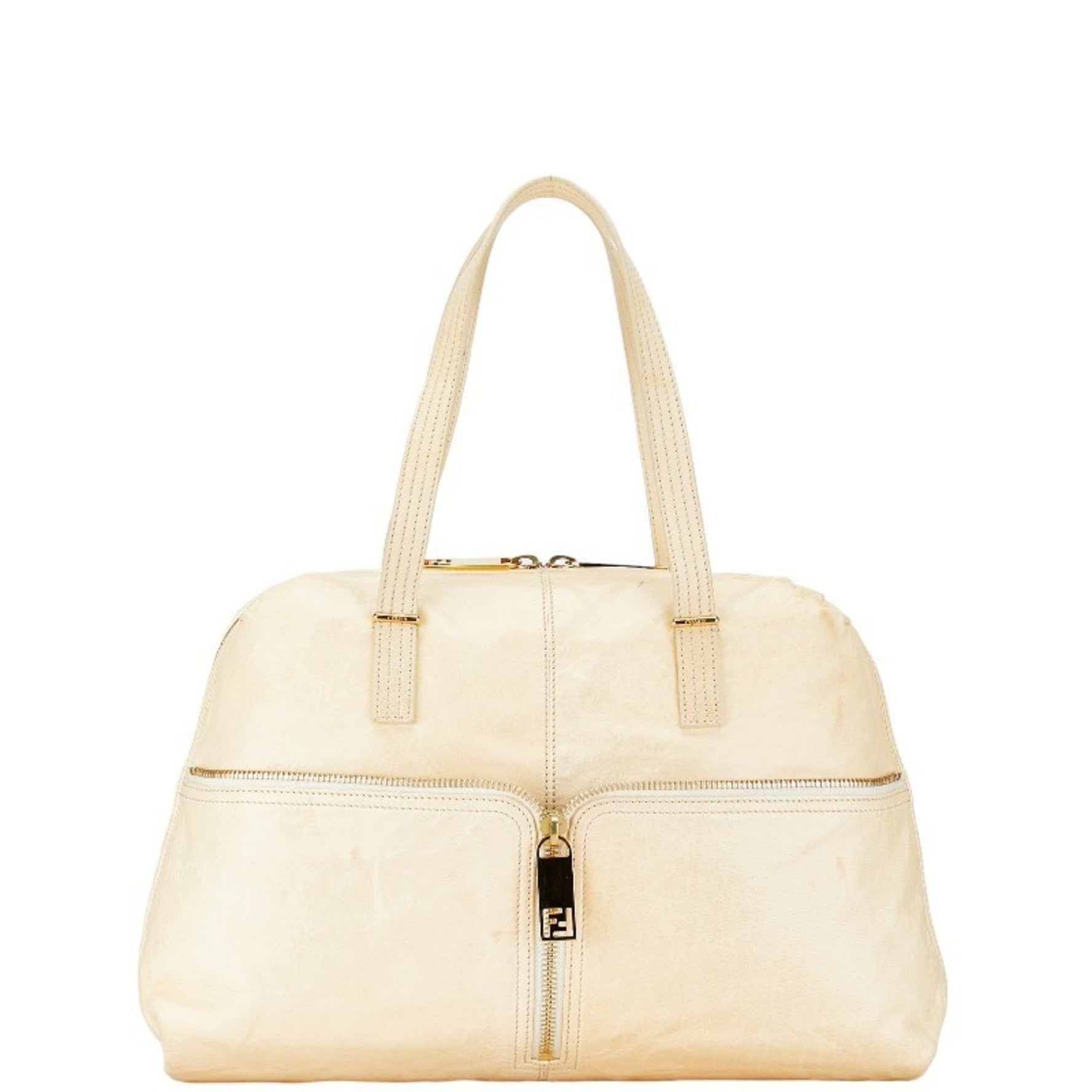 FENDI ZUCCA Unzipped Tote Bag Shoulder Leather