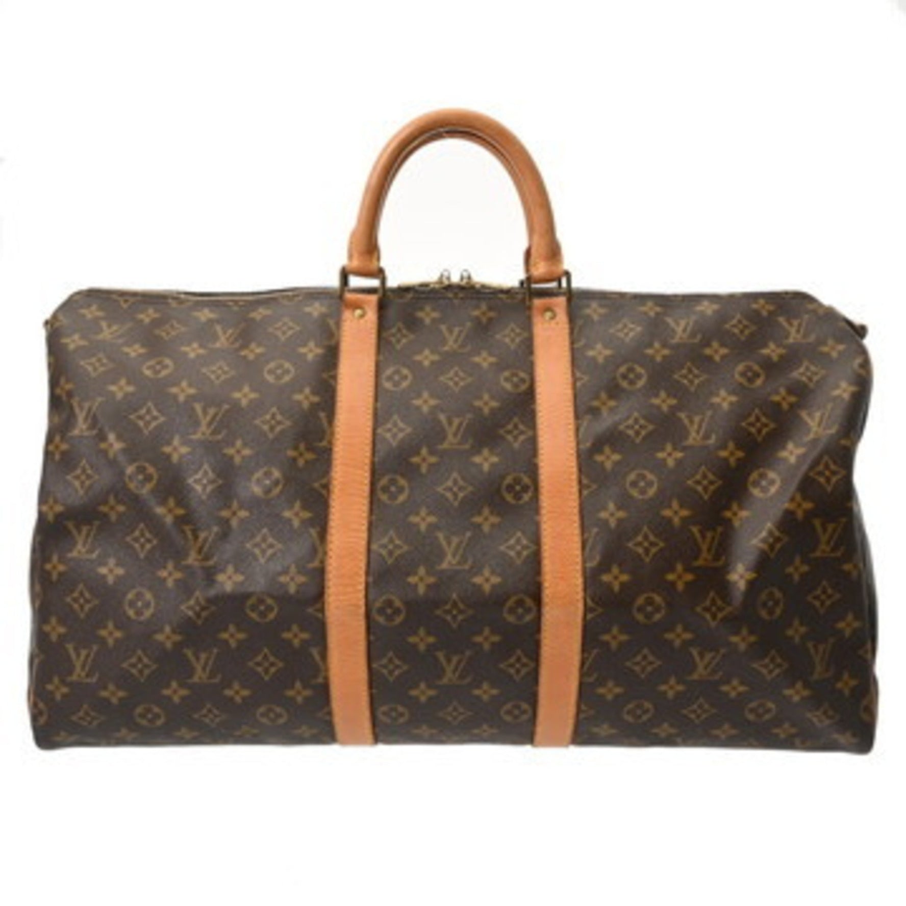 LOUIS VUITTON Monogram Keepall Bandouliere 55 Brown Canvas Boston Bag