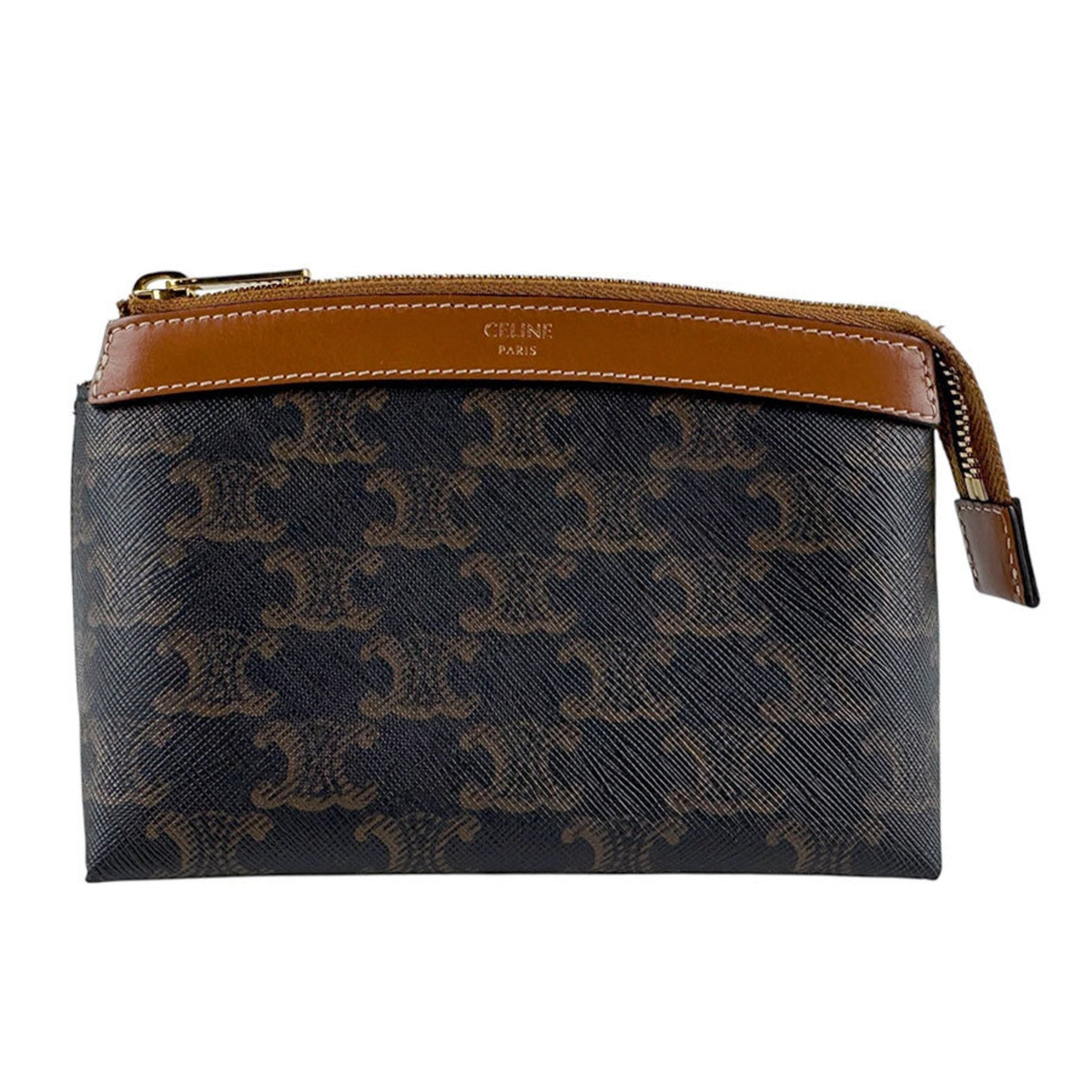 CELINE Pouch Bag Coated Canvas Leather