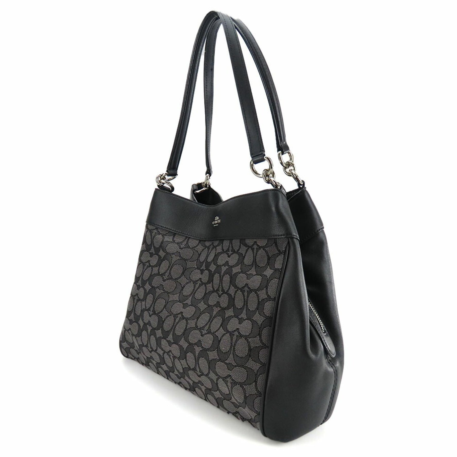 Coach Tote Bag Signature Canvas Leather Smoke