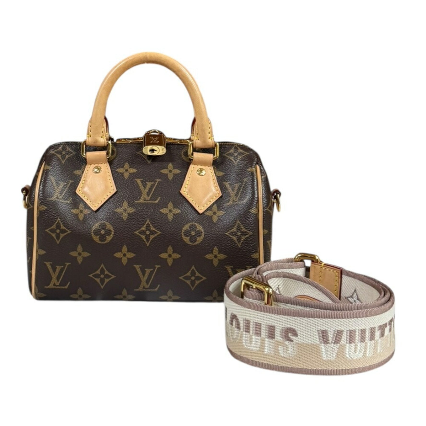 Louis Vuitton Speedy 20 Bandouliere Monogram Shoulder Bag in Canvas, Brown, LOUIS VUITTON
