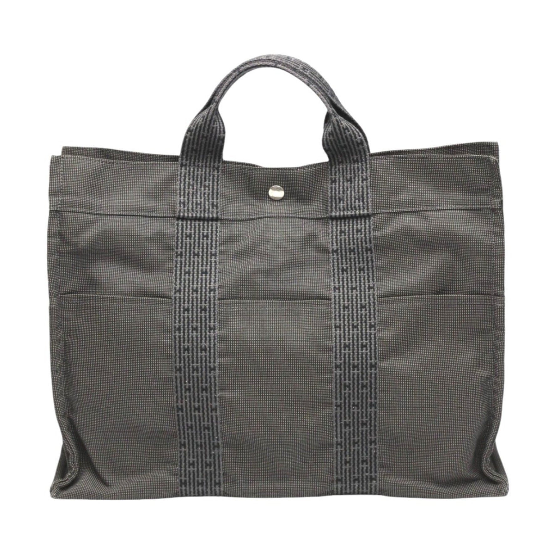 Hermes Tote Bag MM Air Line Canvas Grey