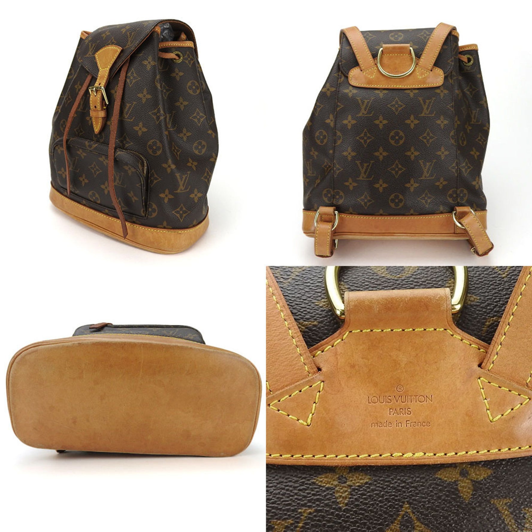 Louis Vuitton Rucksack Backpack Montsouris MM Monogram Leather Ladies Back Pack