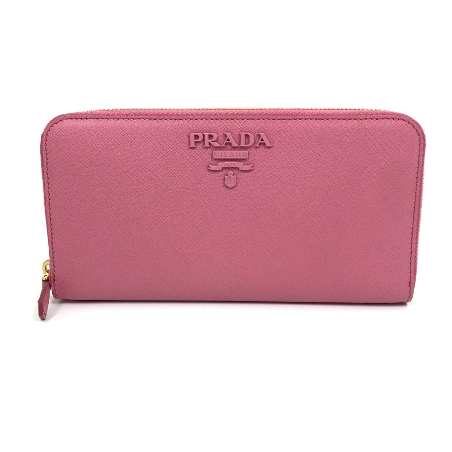 PRADA logo Zip Around Long Wallet BEGONIA
