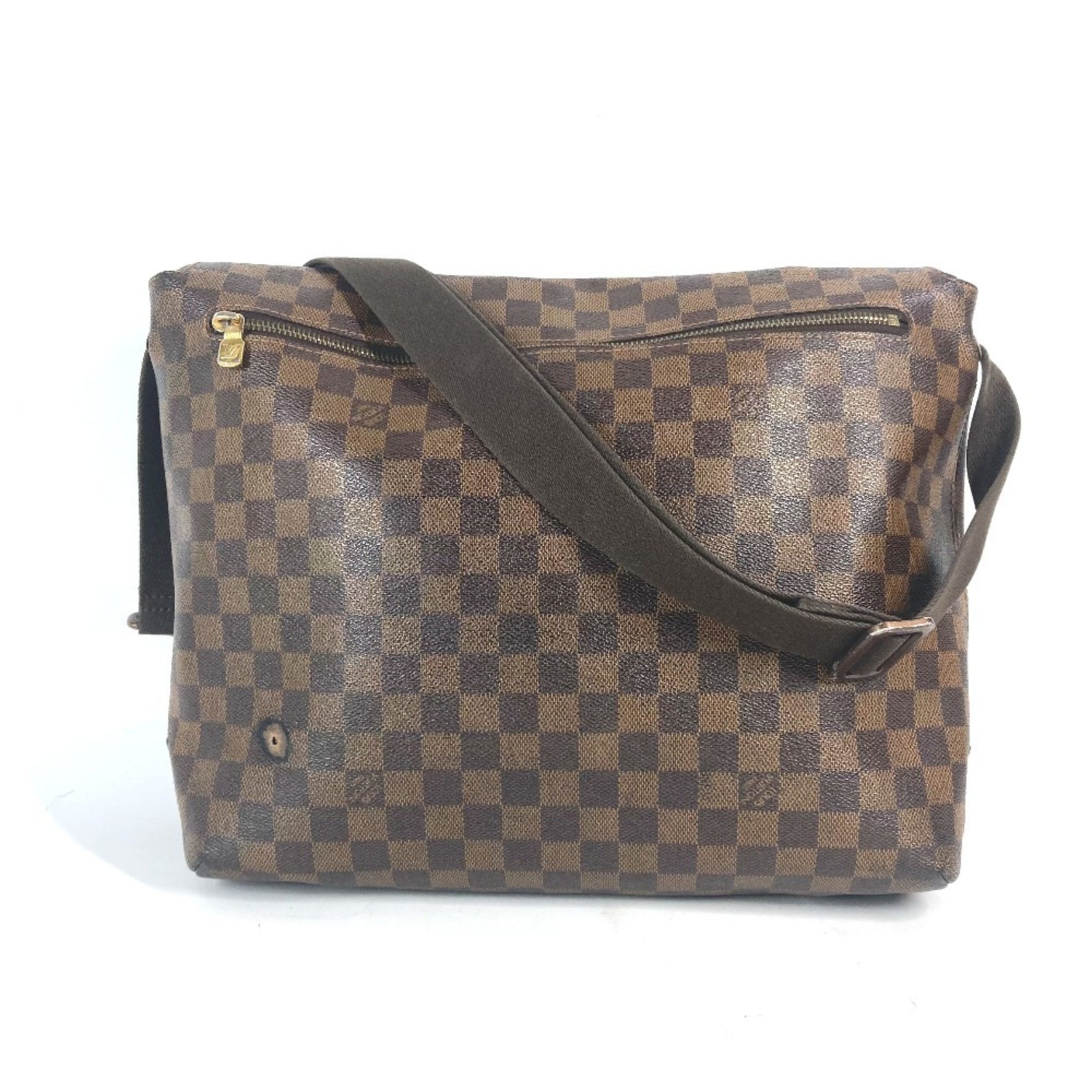 Louis Vuitton Damier Brooklyn MM Bag Shoulder Canvas Ebene Brown