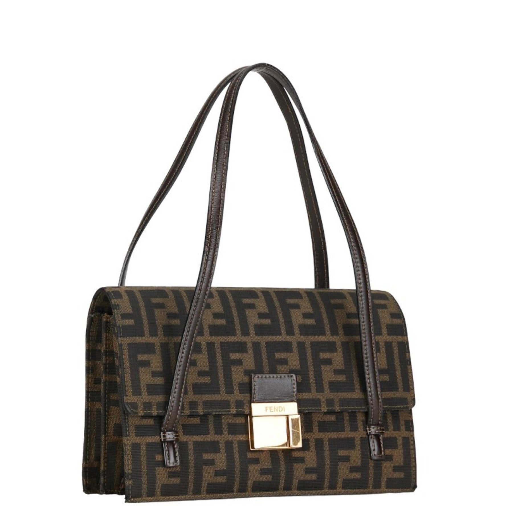 FENDI ZUCCA Handbag Canvas Leather