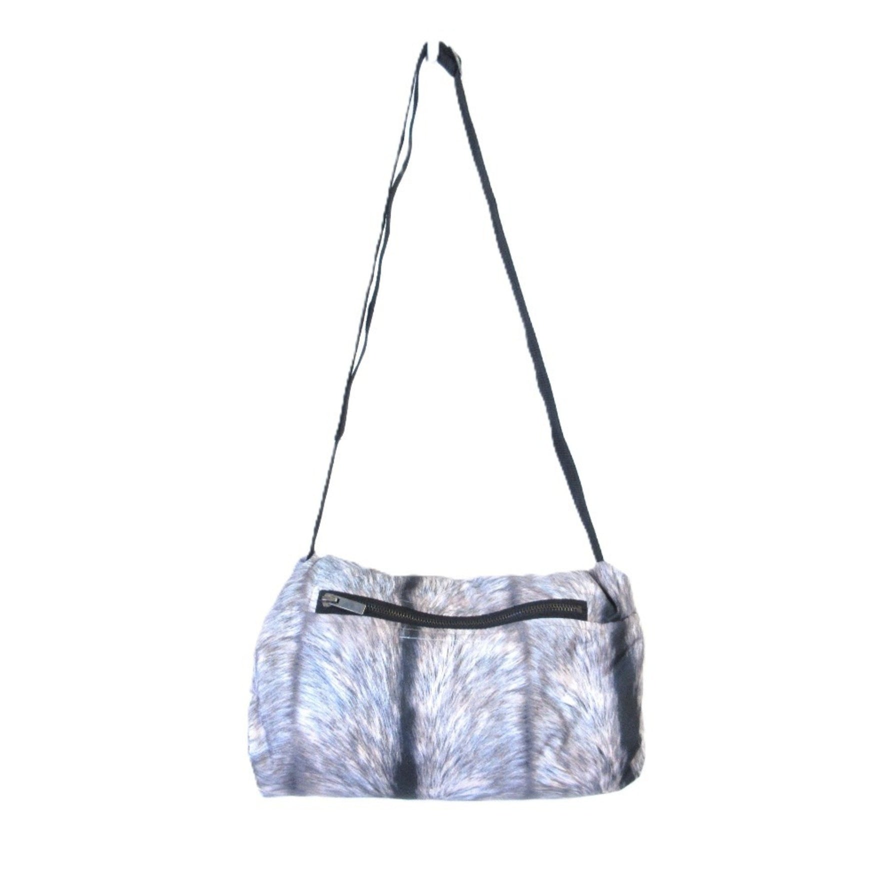 Maison Margiela MM6 fur print down and feather shoulder hand warmer bag in grey for women