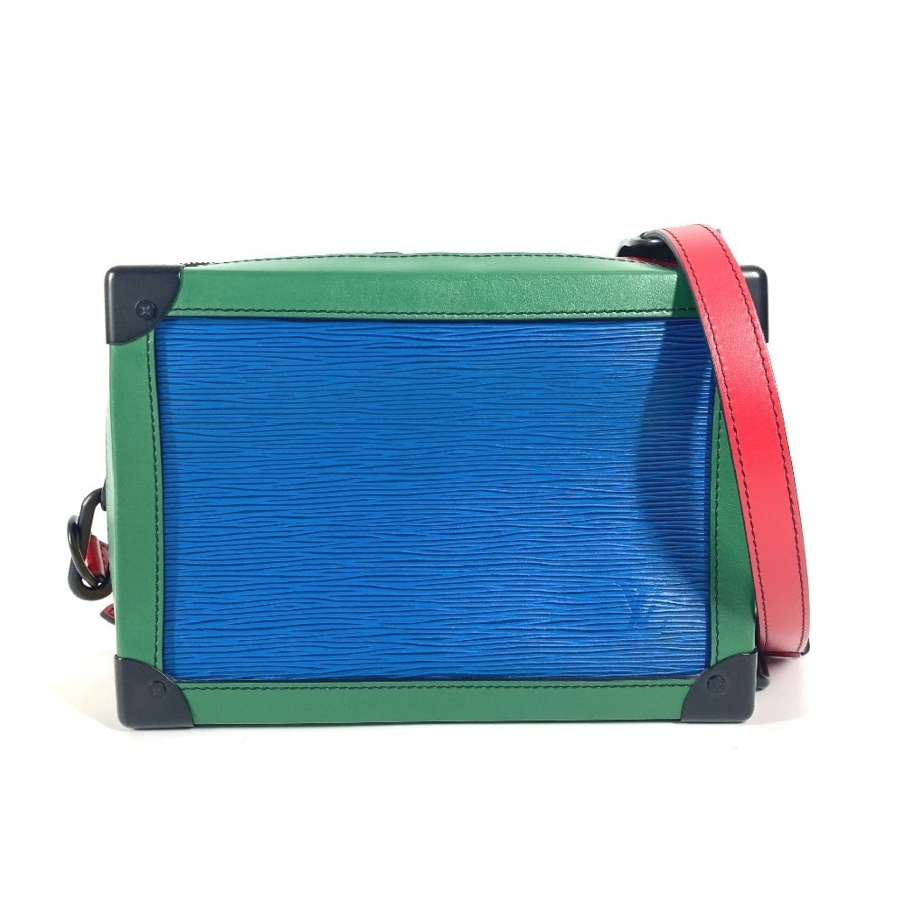 Louis Vuitton Epi Tricolor Soft Trunk Bag Crossbody Pochette Box Shoulder Leather Men's Blue x Green