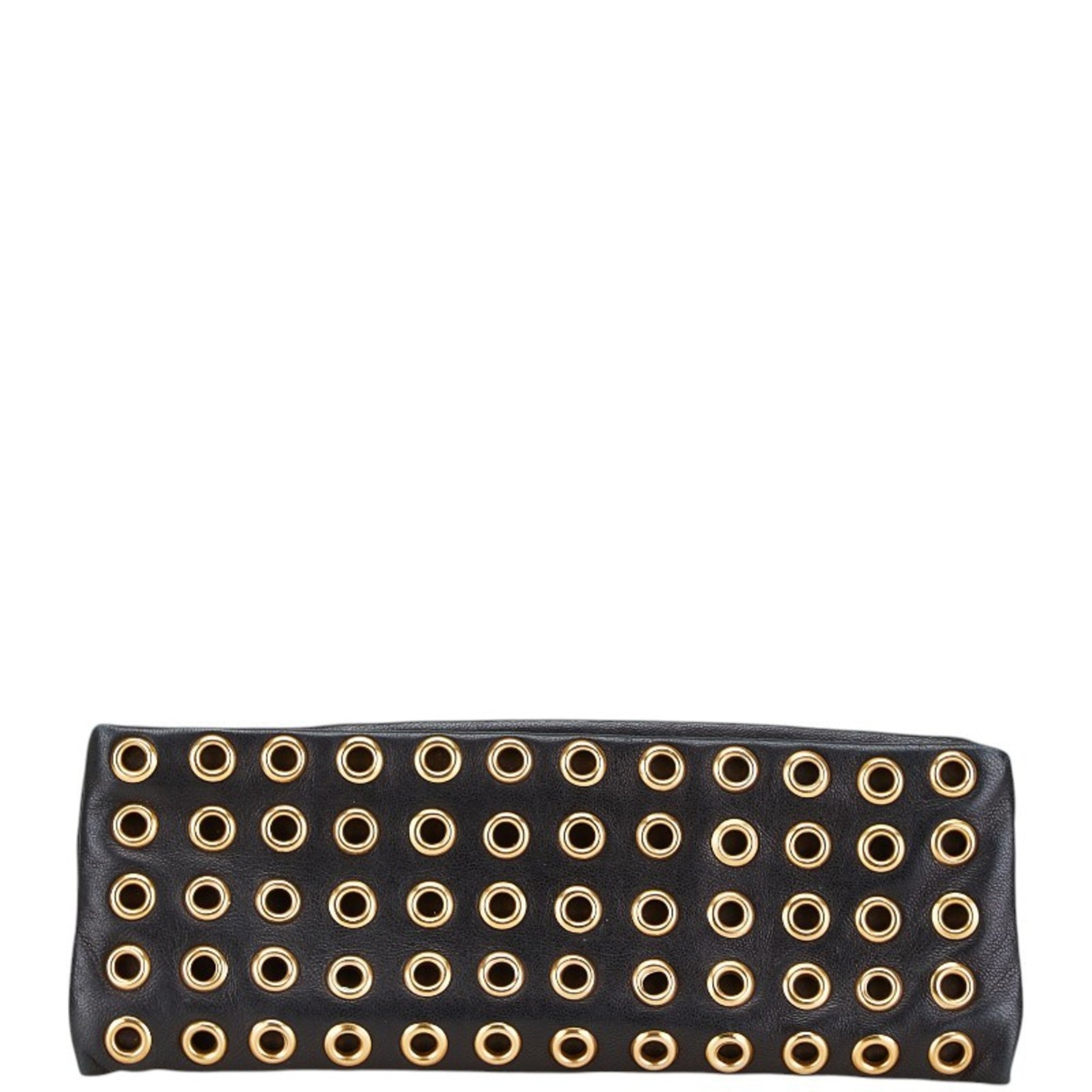 Prada Triangle Plate Pen Case Pouch Black Leather Women's