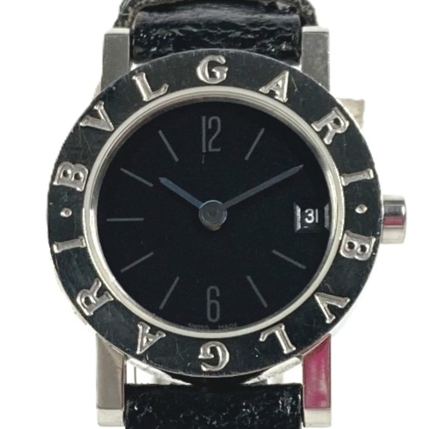 BVLGARI Logo Watch SS Leather Black
