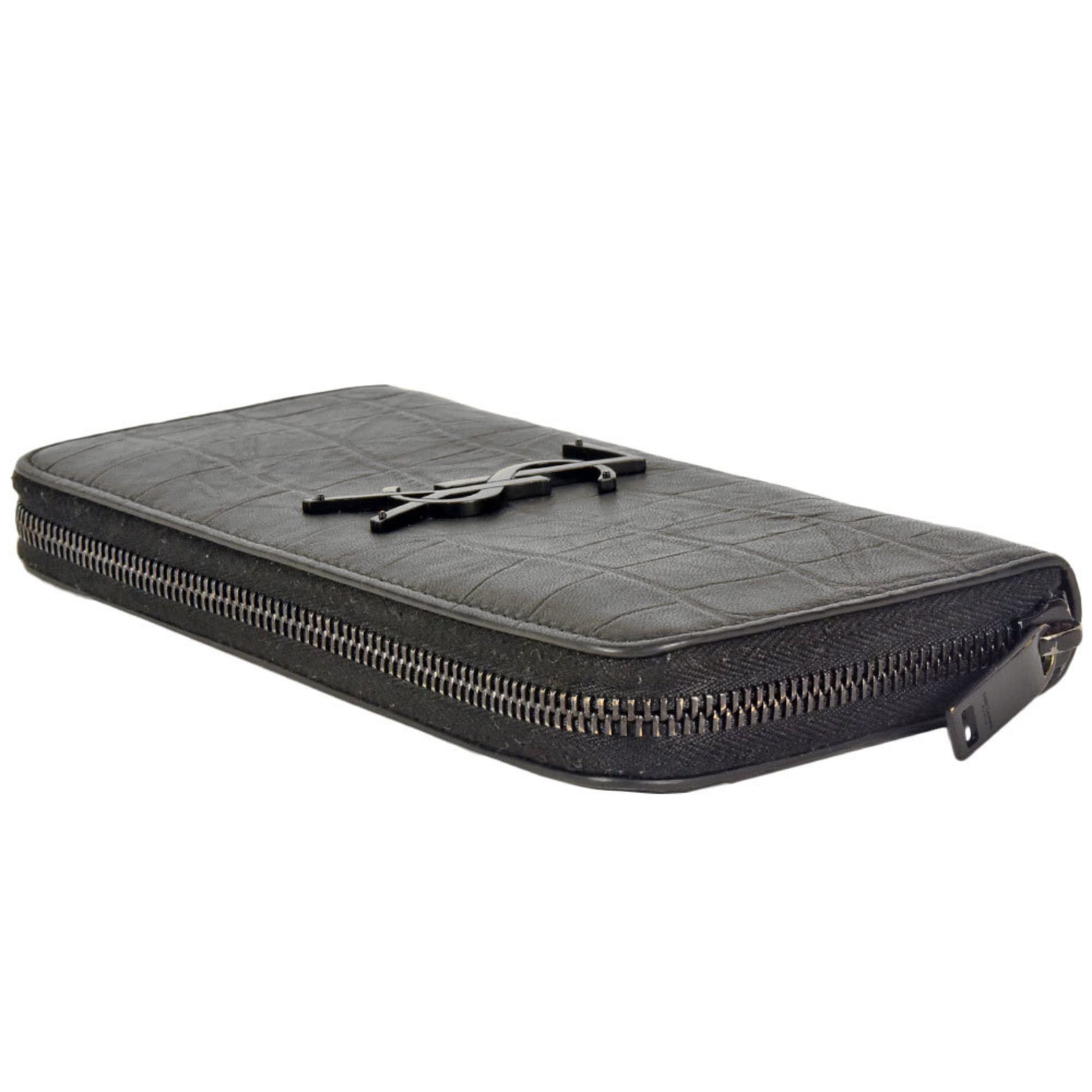 Saint Laurent embossed round leather long wallet