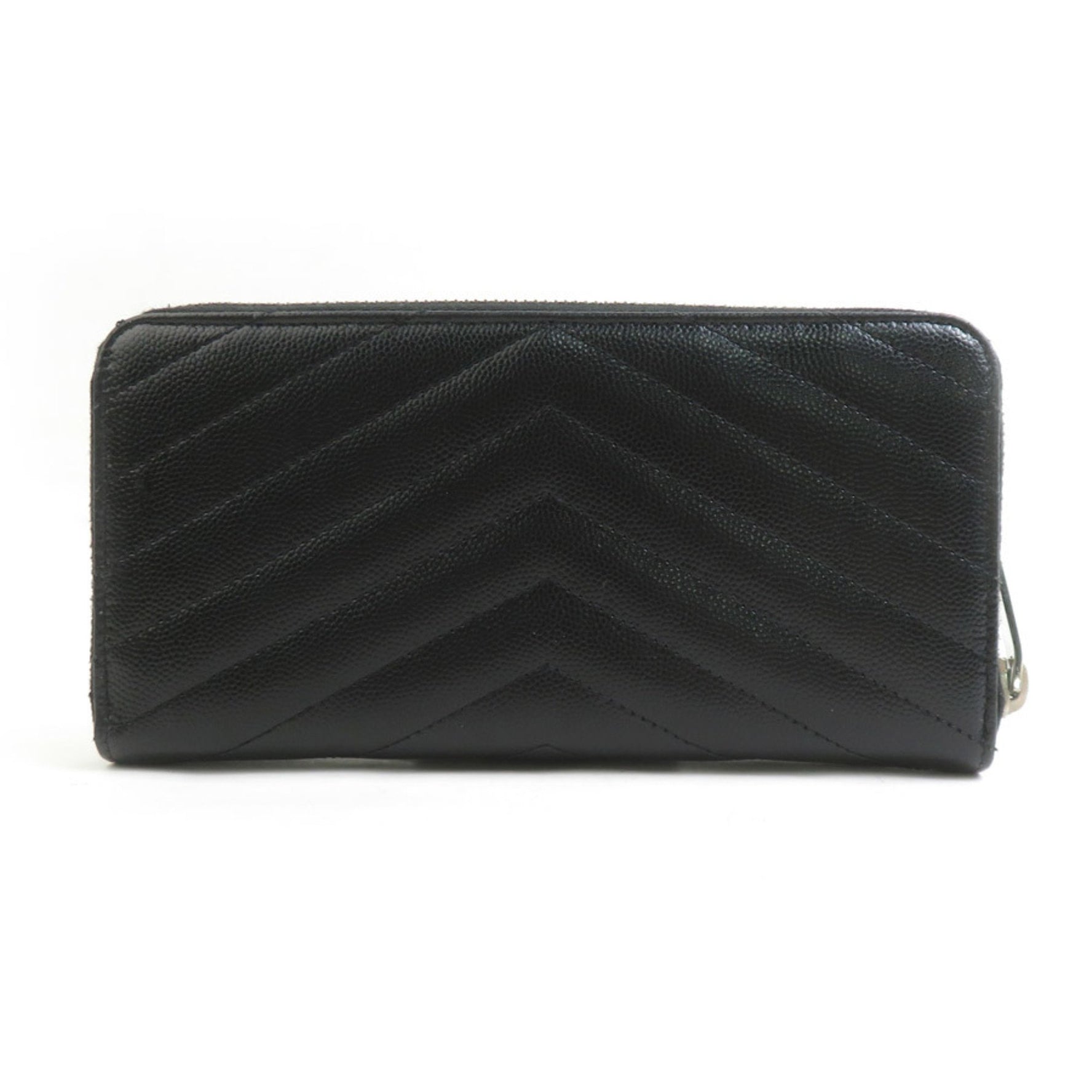 Saint Laurent round long wallet in and silver leather