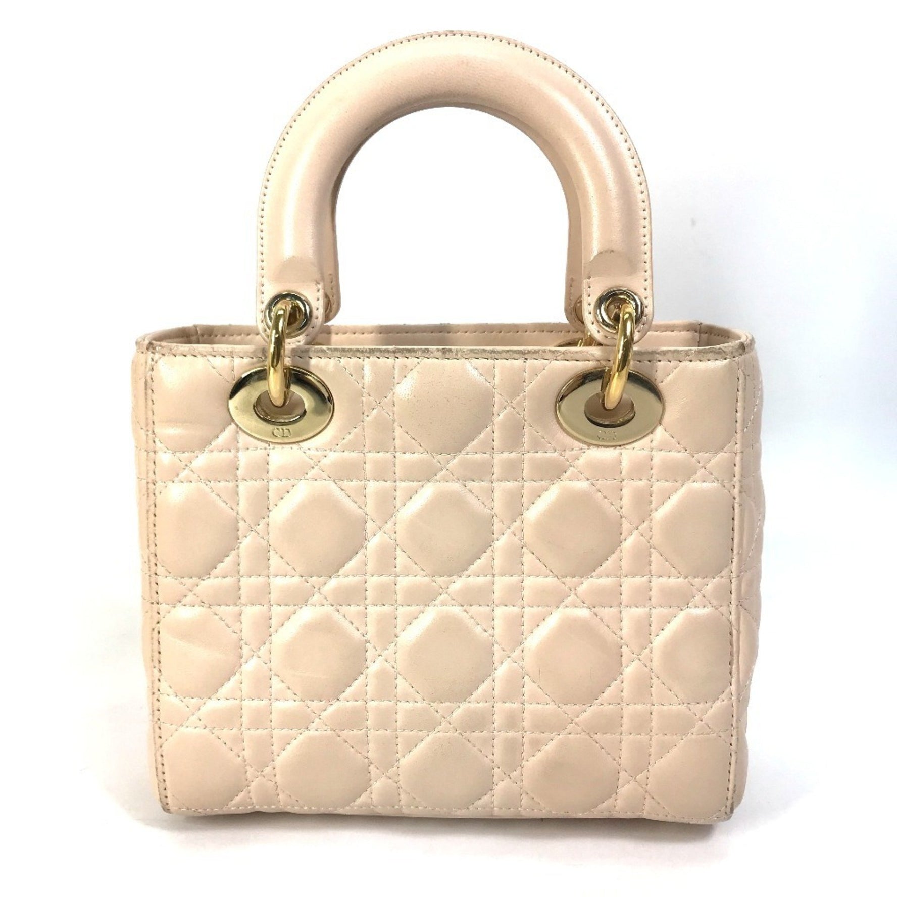 Christian Dior Dior Lady Mini Shoulder Bag, Handbag, Leather, Pink Beige