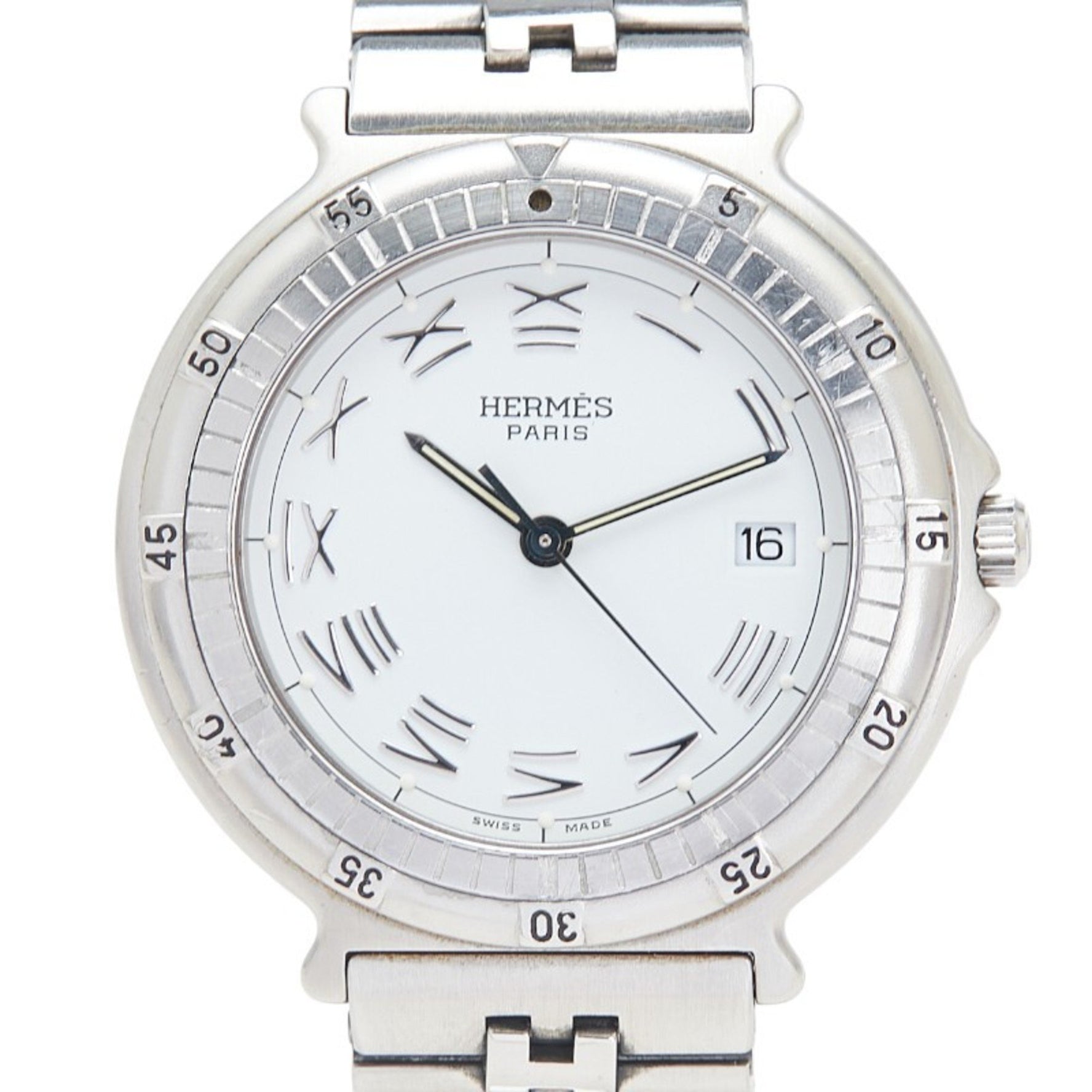 Hermès Captain Nemo Quartz Watch with White Dial and Stainless Steel