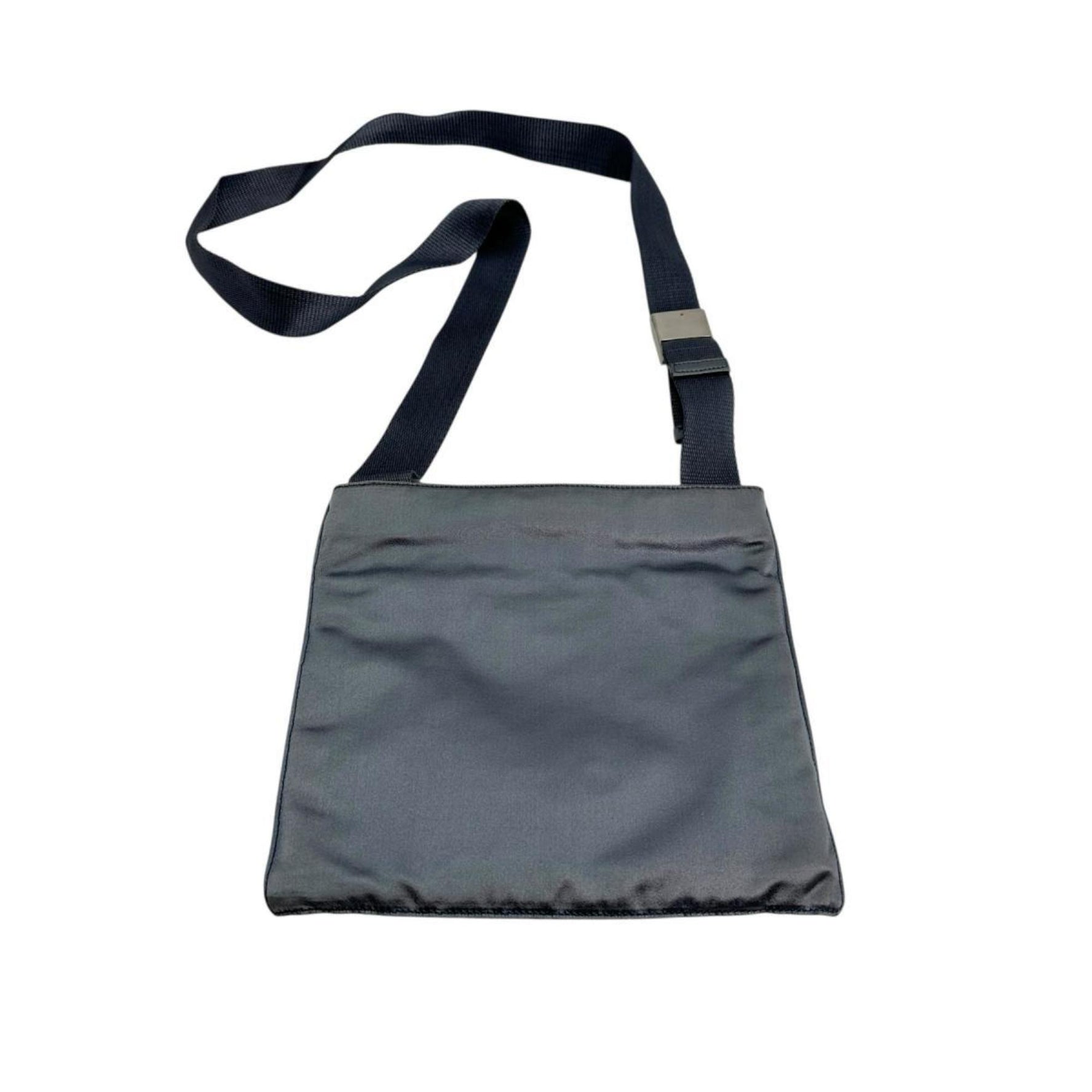 PRADA Shoulder Bag Pochette Triangle Logo Silk Satin Light