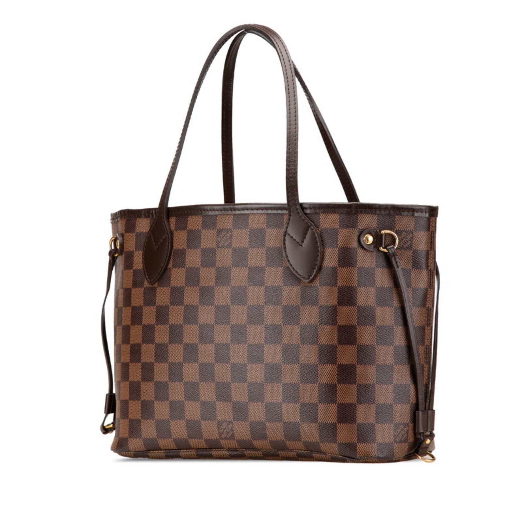 Louis Vuitton Damier Neverfull PM Tote Bag, Handbag Ebene Brown Leather