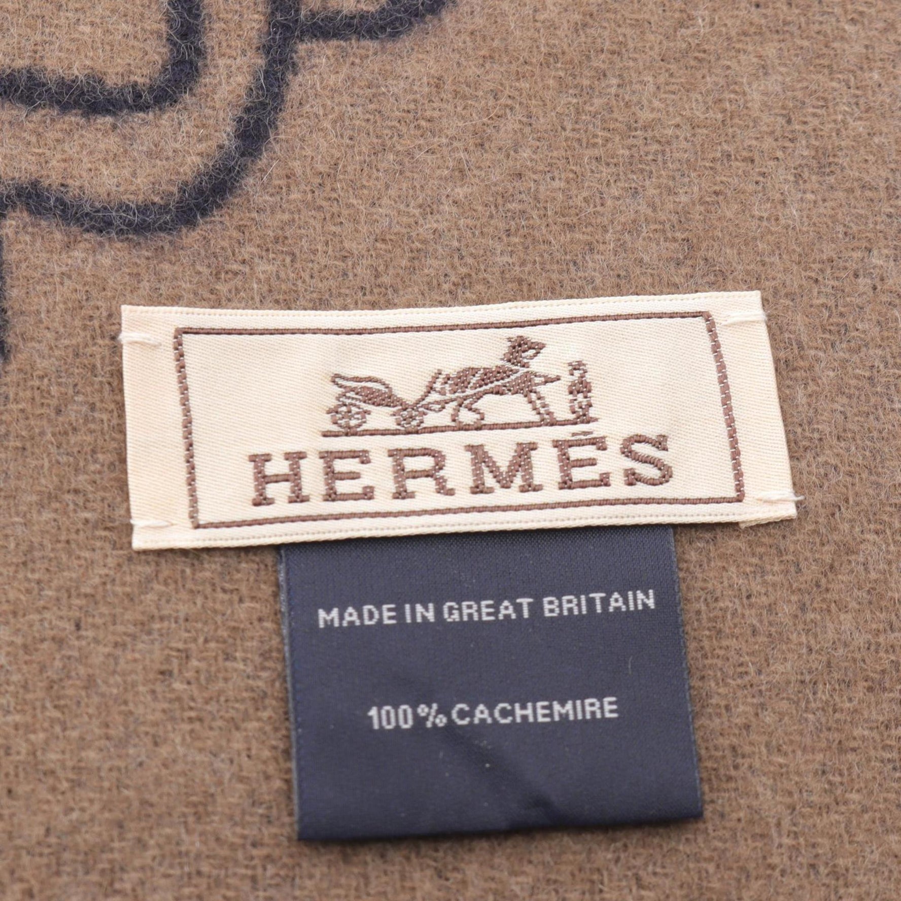 Hermes Hermès Tete a Equestre scarf, cashmere, brown/navy