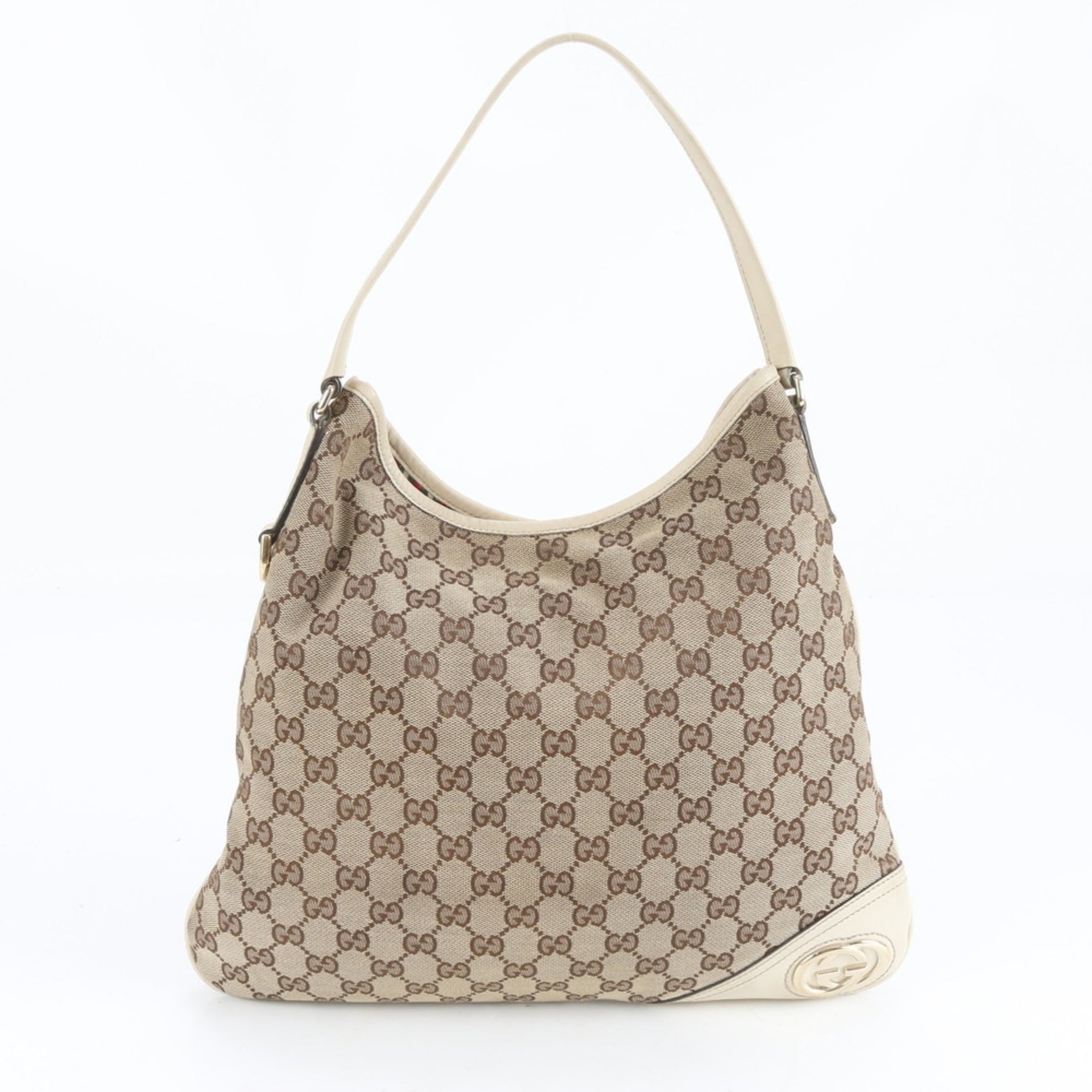 Gucci GG Canvas New Brit Leather Shoulder Bag, One-Shoulder