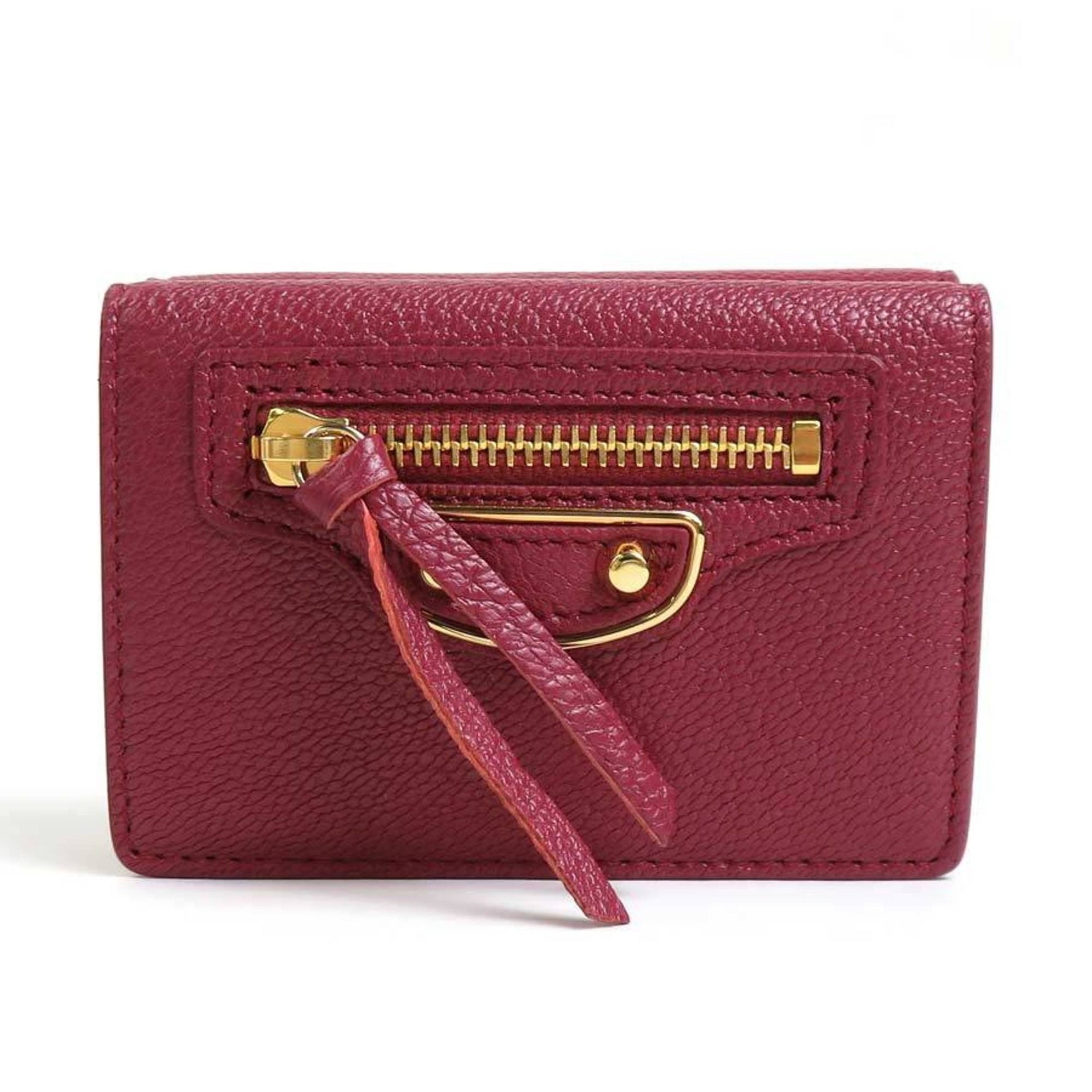 BALENCIAGA Trifold Wallet Leather Red