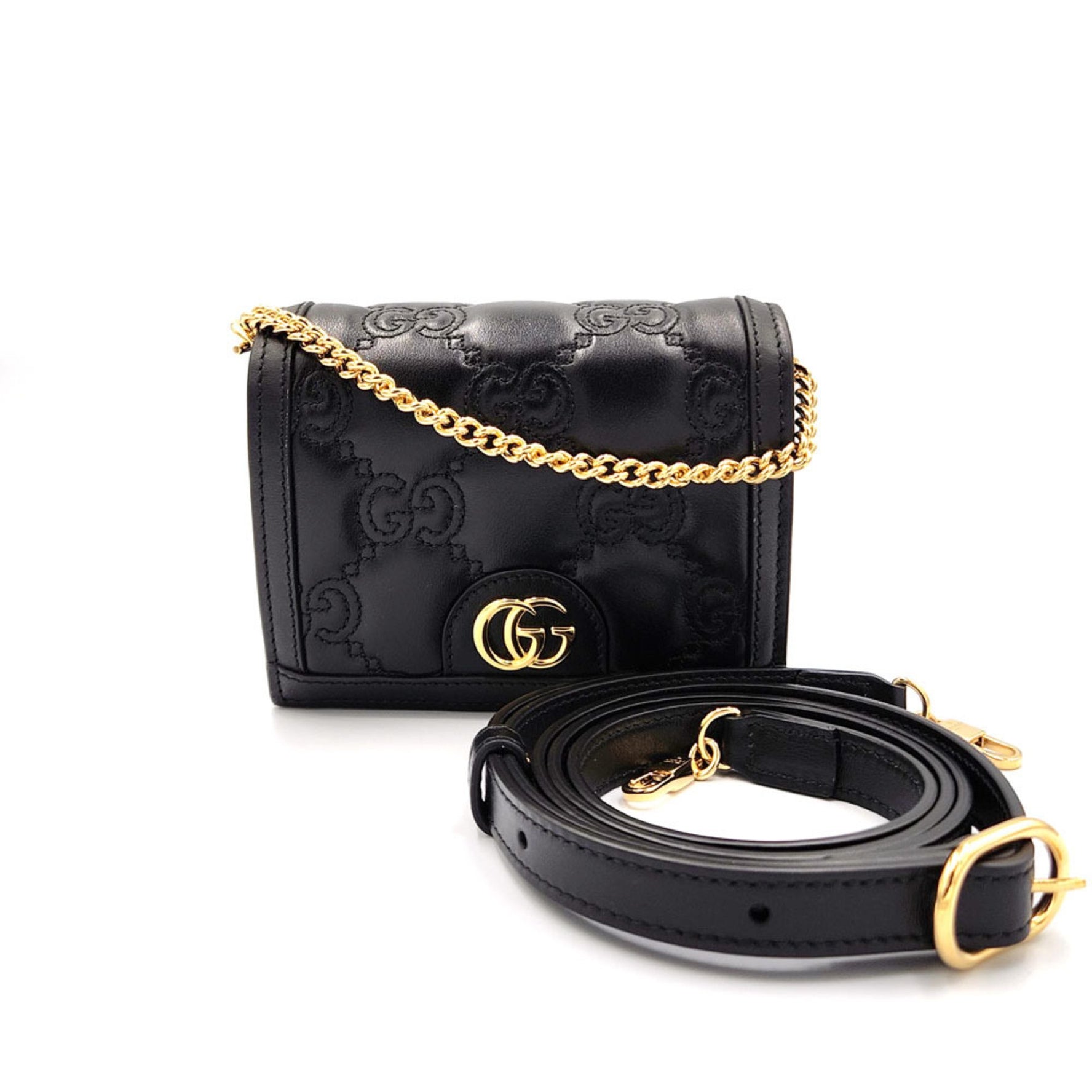 GUCCI GG Matelasse Shoulder Bag Leather Handbag