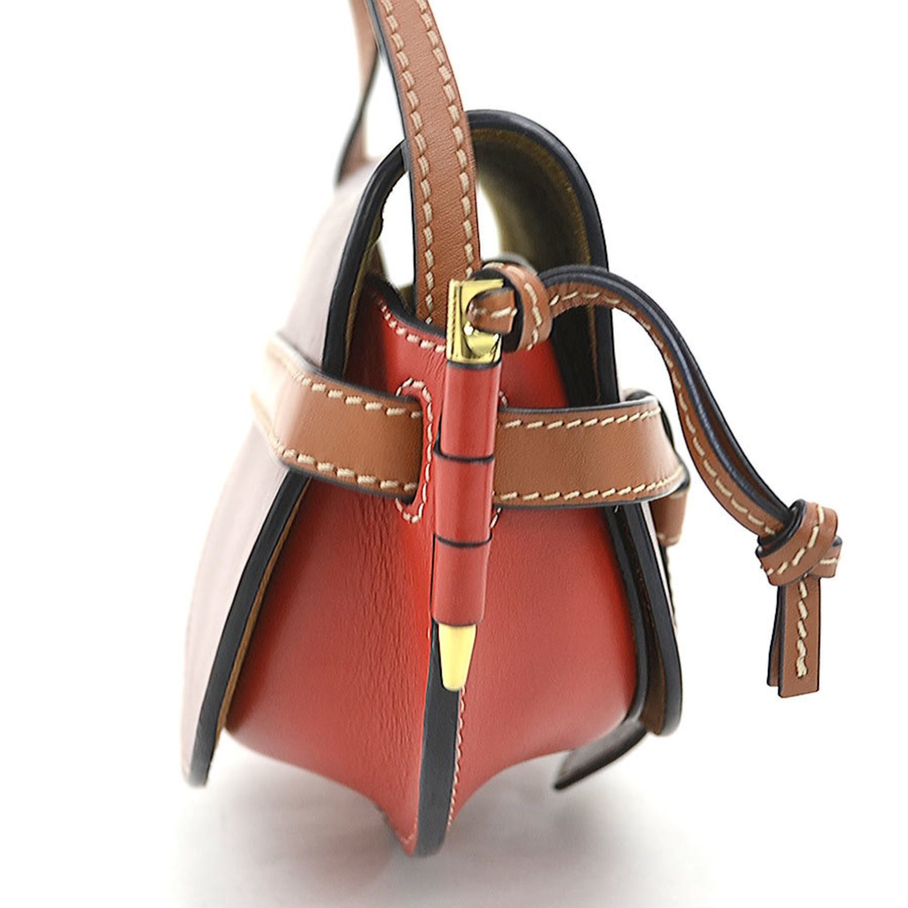LOEWE Gate Mini Shoulder Bag Leather Burgundy Red Brown