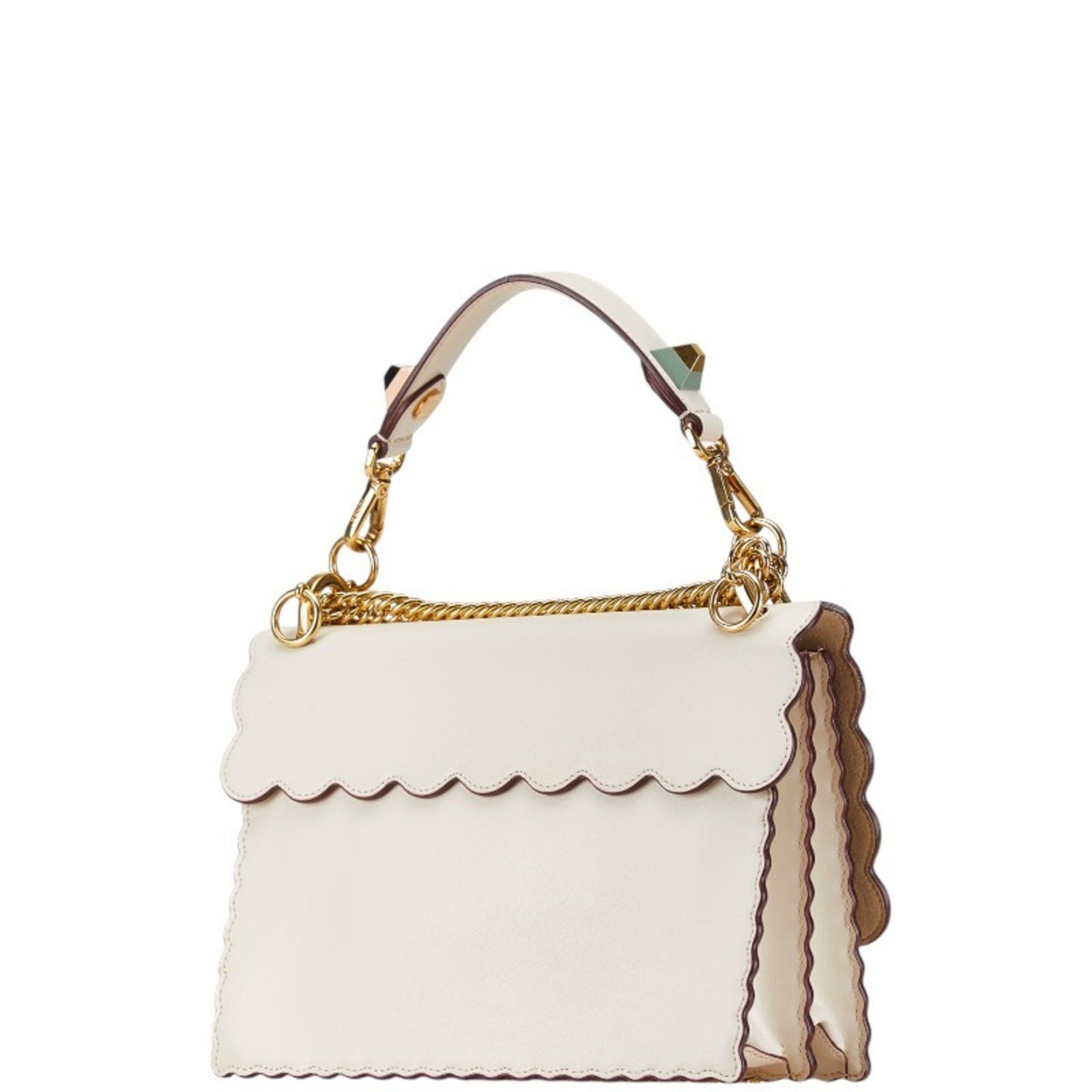 FENDI Canai Chain Handbag Shoulder Bag Leather