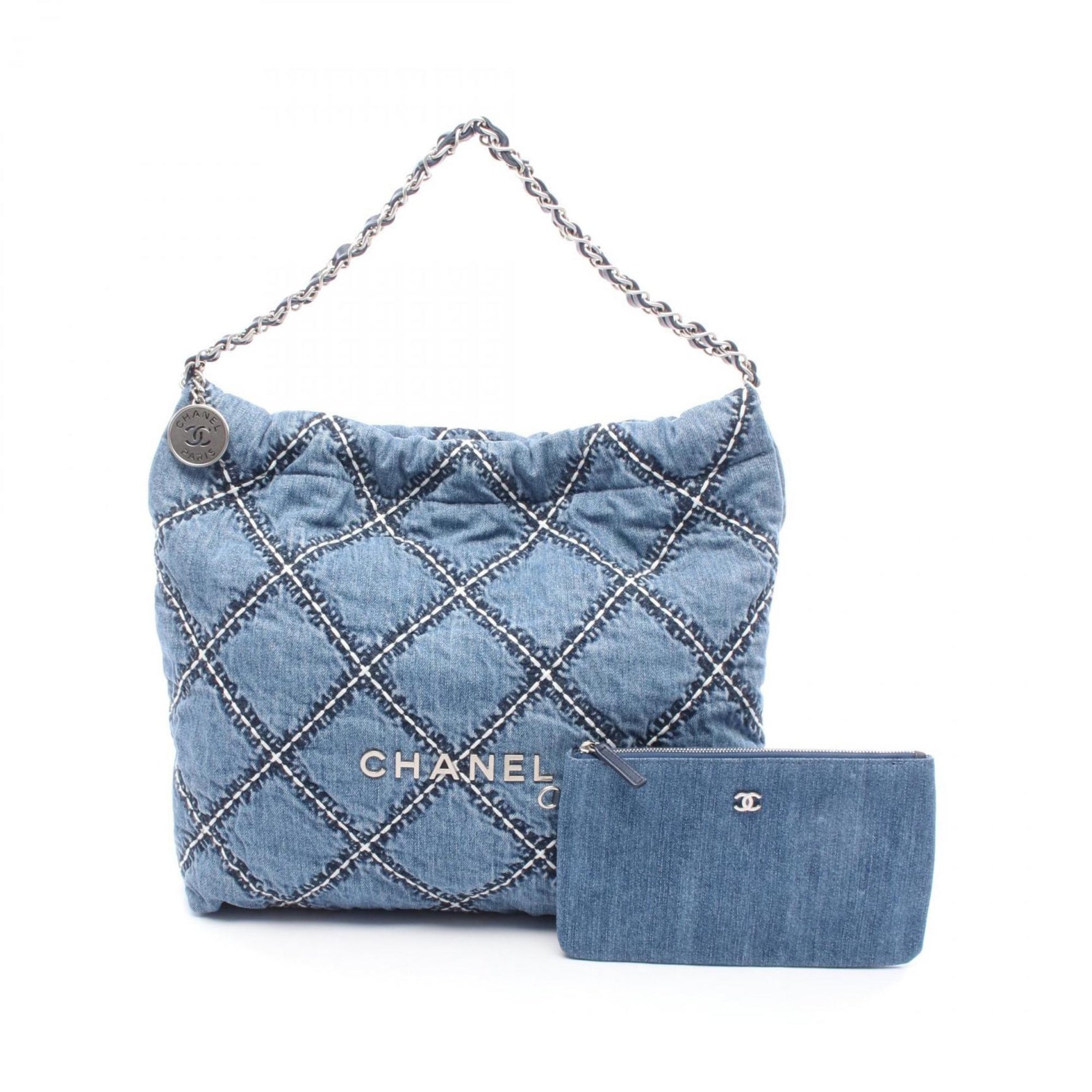 CHANEL 22 Tote Bag, Denim and Leather