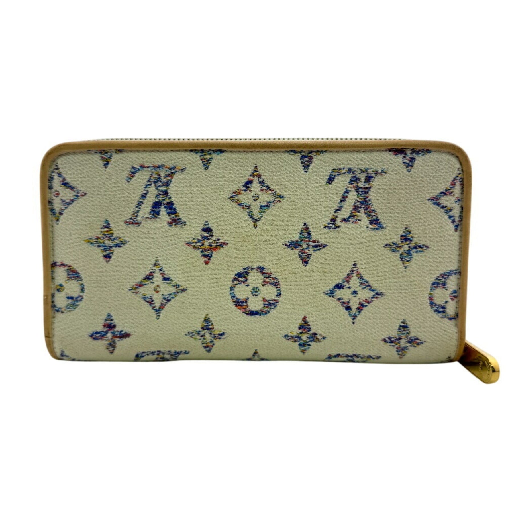 LOUIS VUITTON Zippy Wallet Round Monogram Jacquard Long White