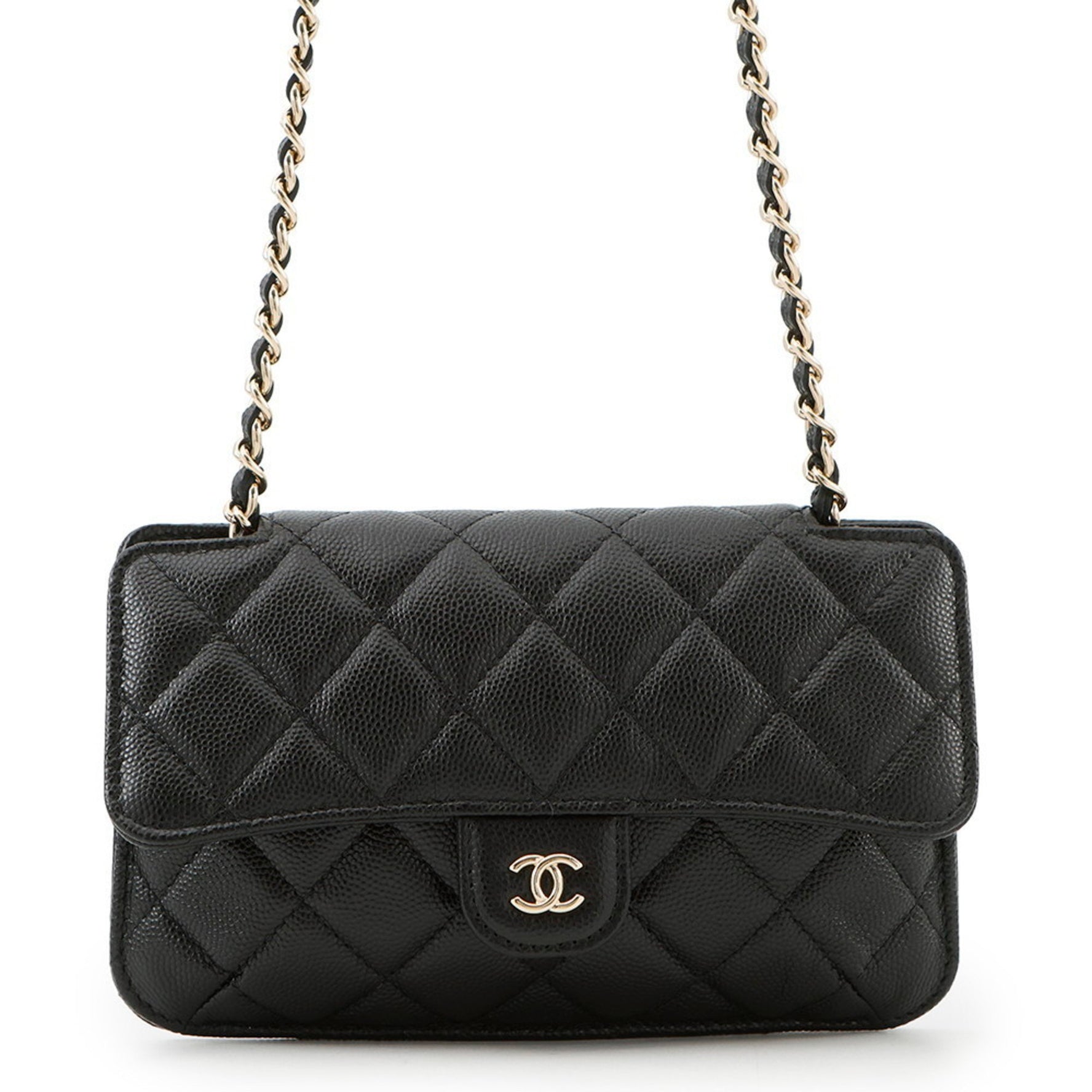 Chanel Eco Bag, Matelasse Coco Mark, Caviar Skin, Nylon, Chain Shoulder Black