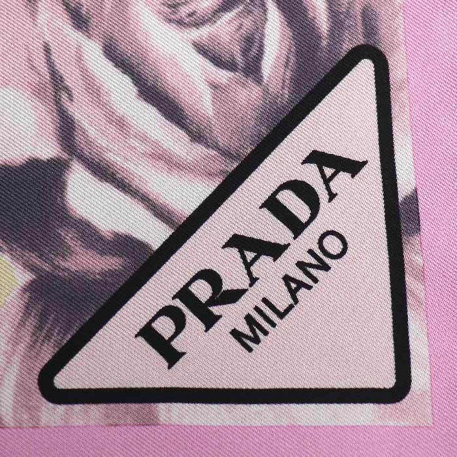 PRADA Printed Silk Twill Scarf Muffler Double Match Rose Greige