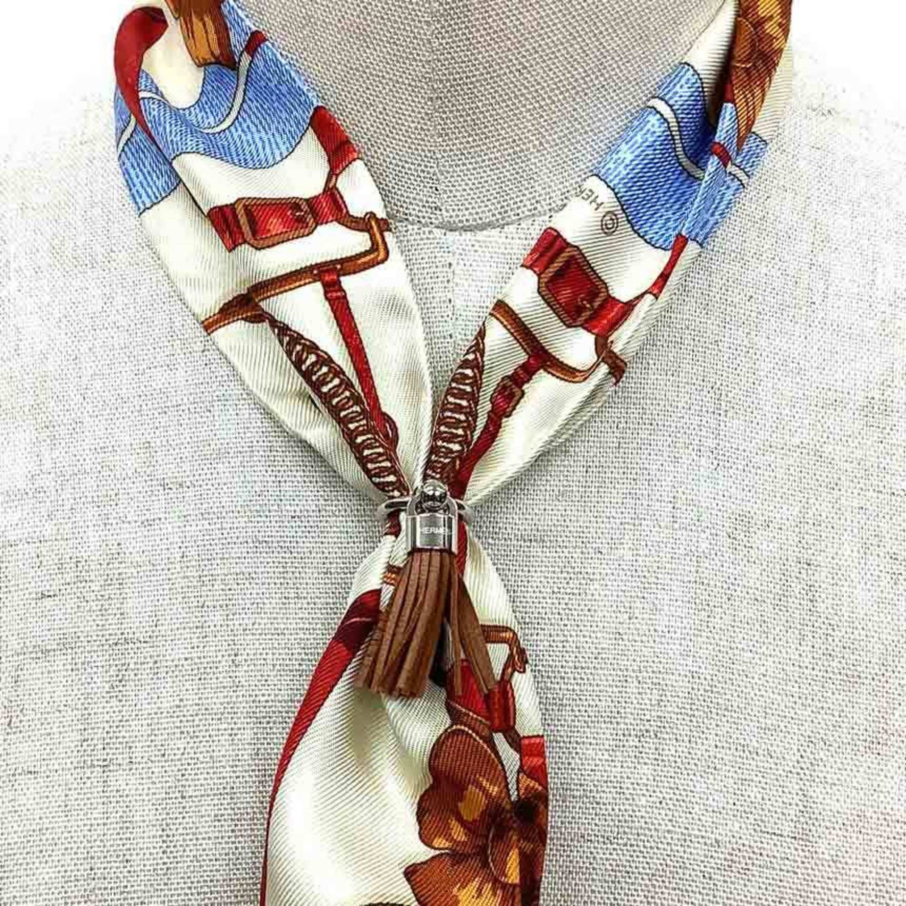 Hermes Twilly Scarf Muffler Ring Charm Cell Pompom Unused