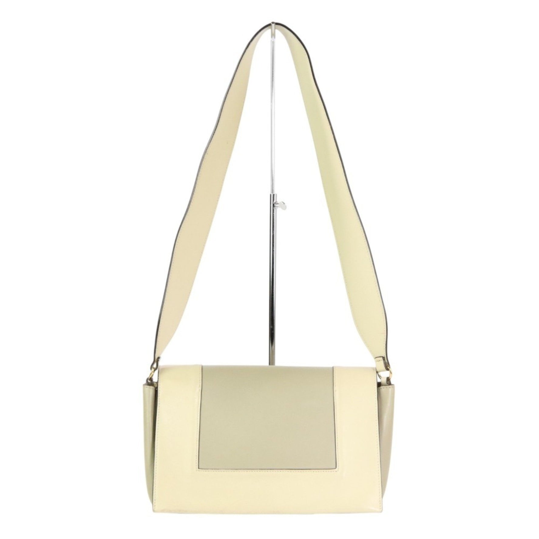 CELINE Frame Medium Calf Leather Shoulder Bag Ivory Grey