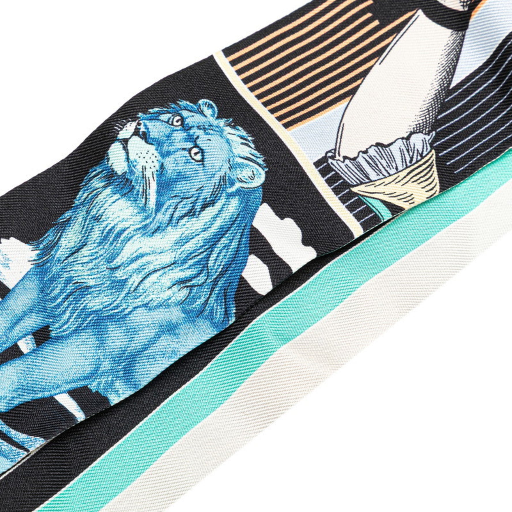 Hermes Twilly GRAND THEATRE NOUVEAU Grand Theatre Nouveau Scarf Muffler Black Multicolor Silk