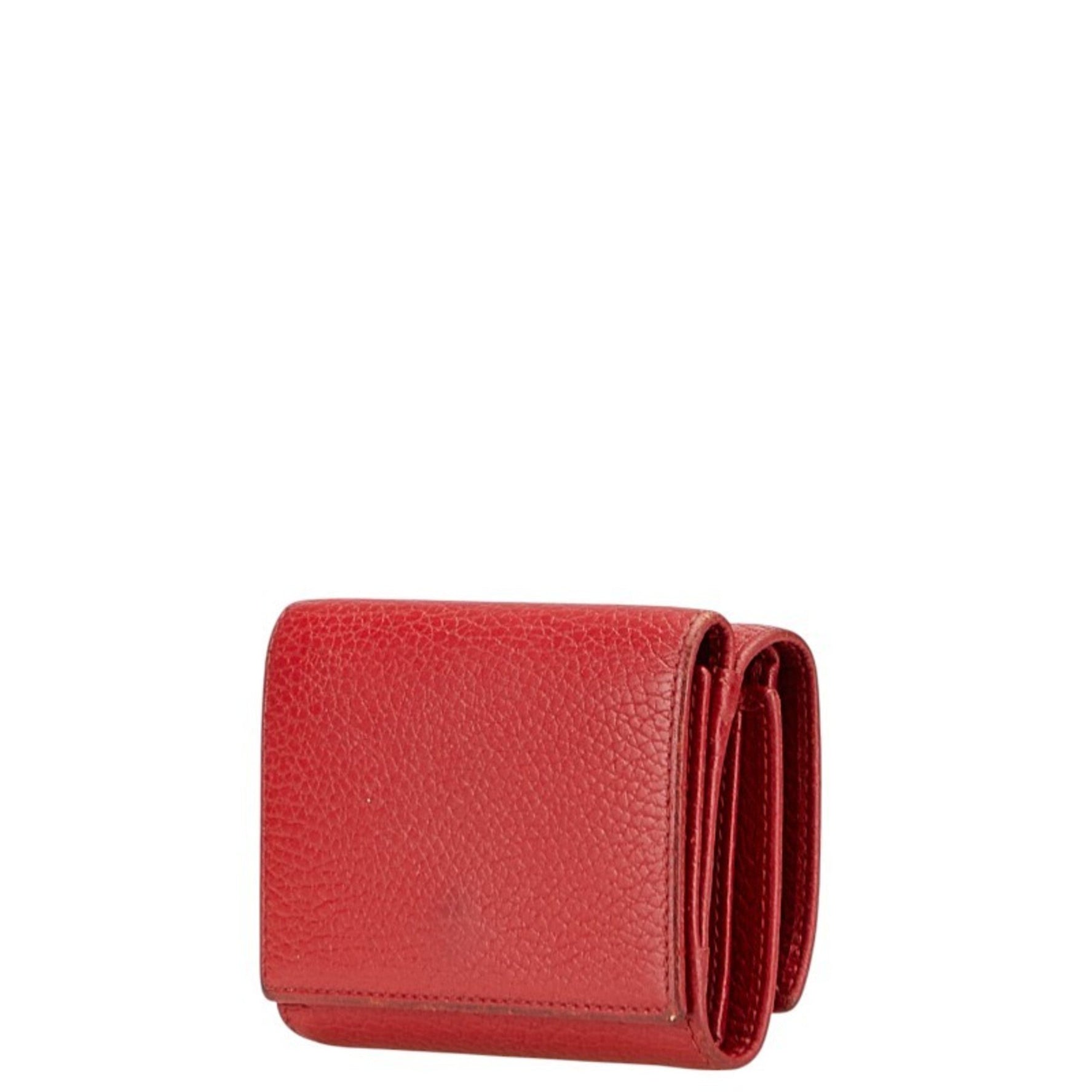 Gucci GG Marmont Tri-fold Compact Wallet Red Leather