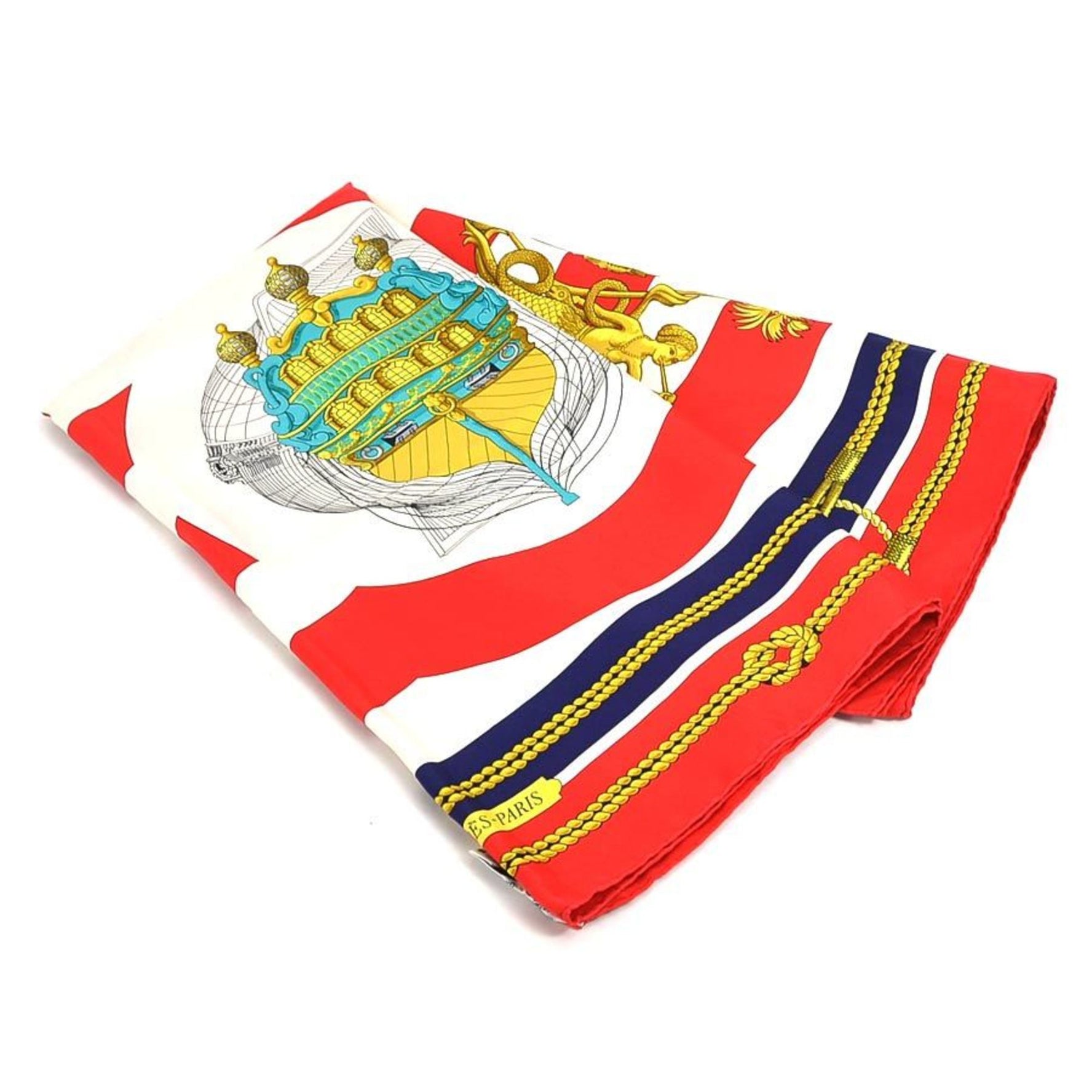 Hermes Scarf Carre 90 CHATEAUX DARRIERE Silk Red Multicolor