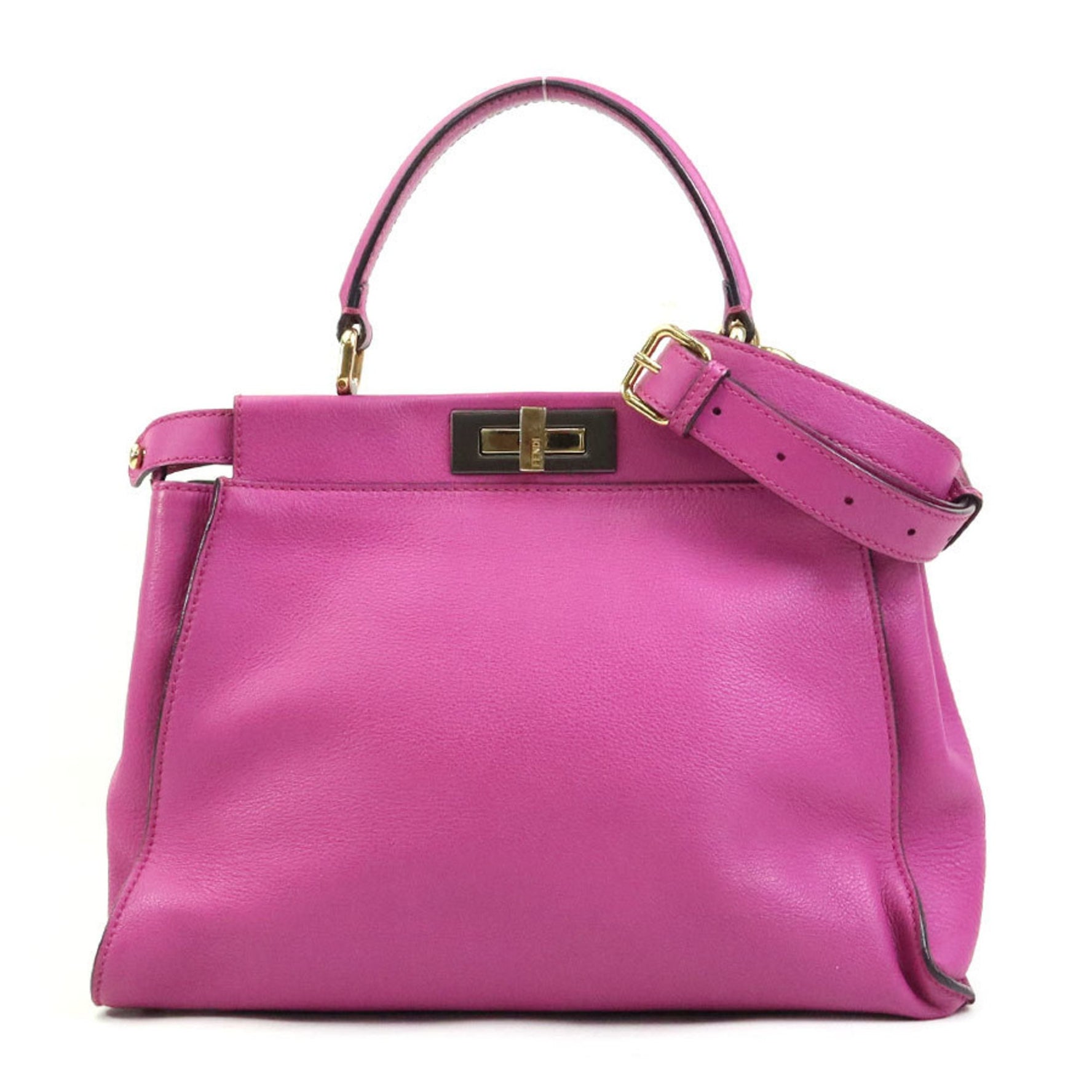 FENDI handbag shoulder bag peekaboo leather magenta ladies