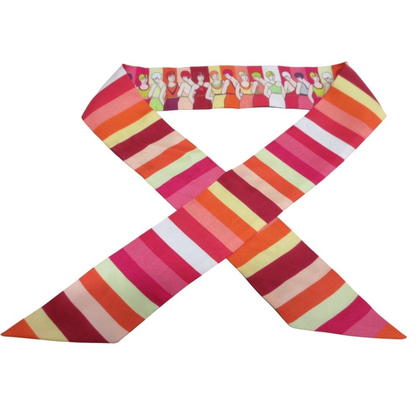 HERMES Twilly LES BAIGNEUSES Water Playing Silk Scarf/Muffler Multicolor