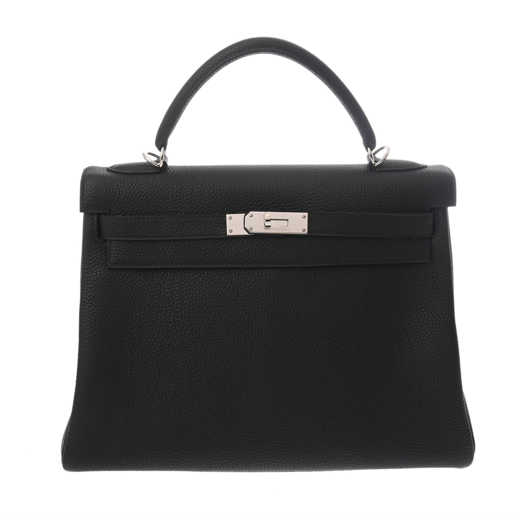 HERMES Kelly 32, Inner Stitching, 2-Way, Black, L Stamp (circa 2008), Women's Togo Handbag, A-Rank, Pre-Owned, Ginzo