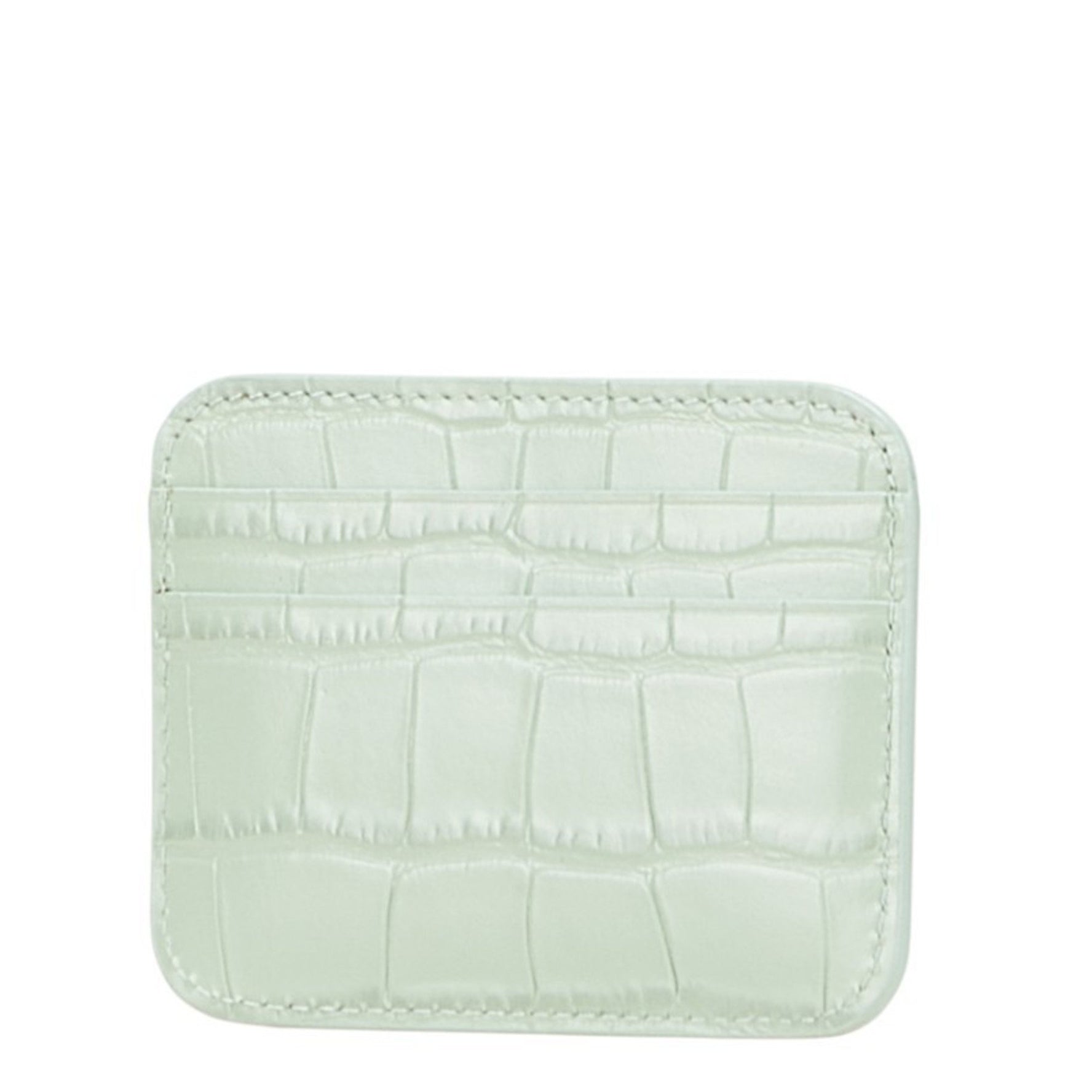 Balenciaga Logo Embossed Business Card Case/Card Case/Pass Case Light Green Leather