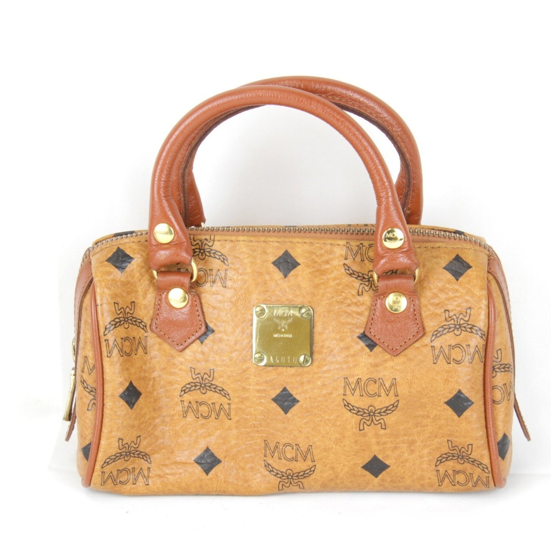 MCM Visetos 010 Boston Bag Leather