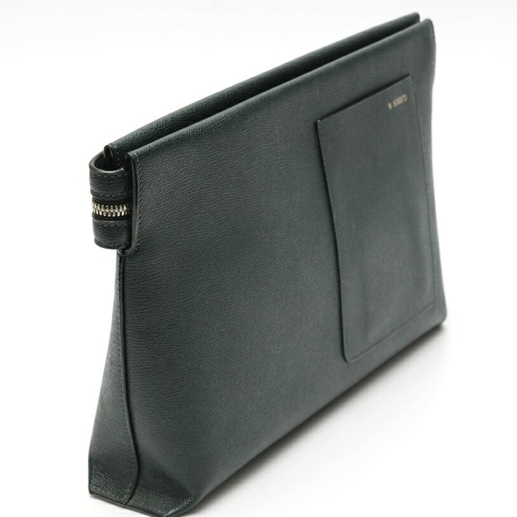 Valextra Envelope Clutch Bag Soft Calfskin Dark Green